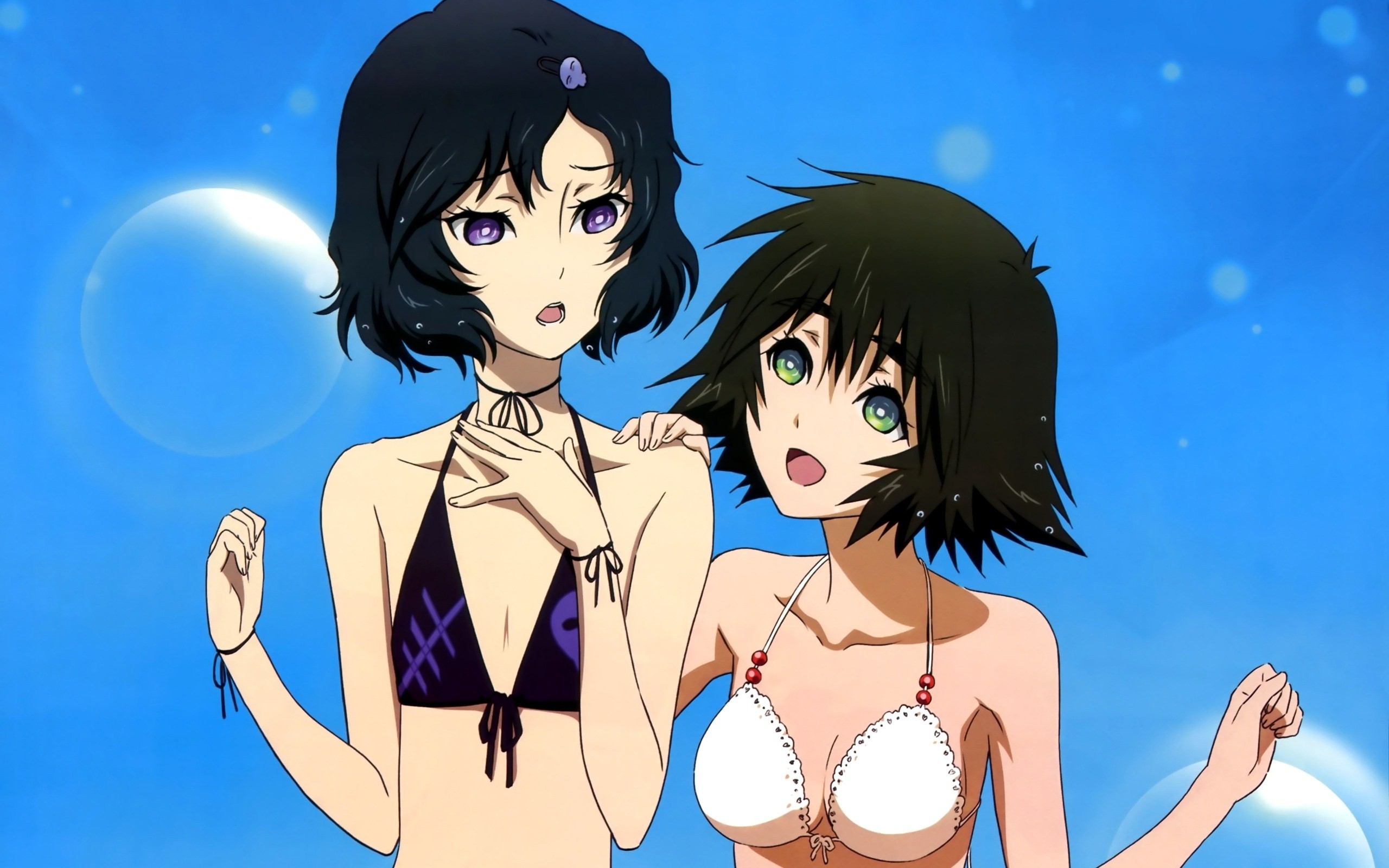 Anime 2560x1600 Steins;Gate Shiina Mayuri Urushibara Ruka bikini women two women anime anime girls swimwear