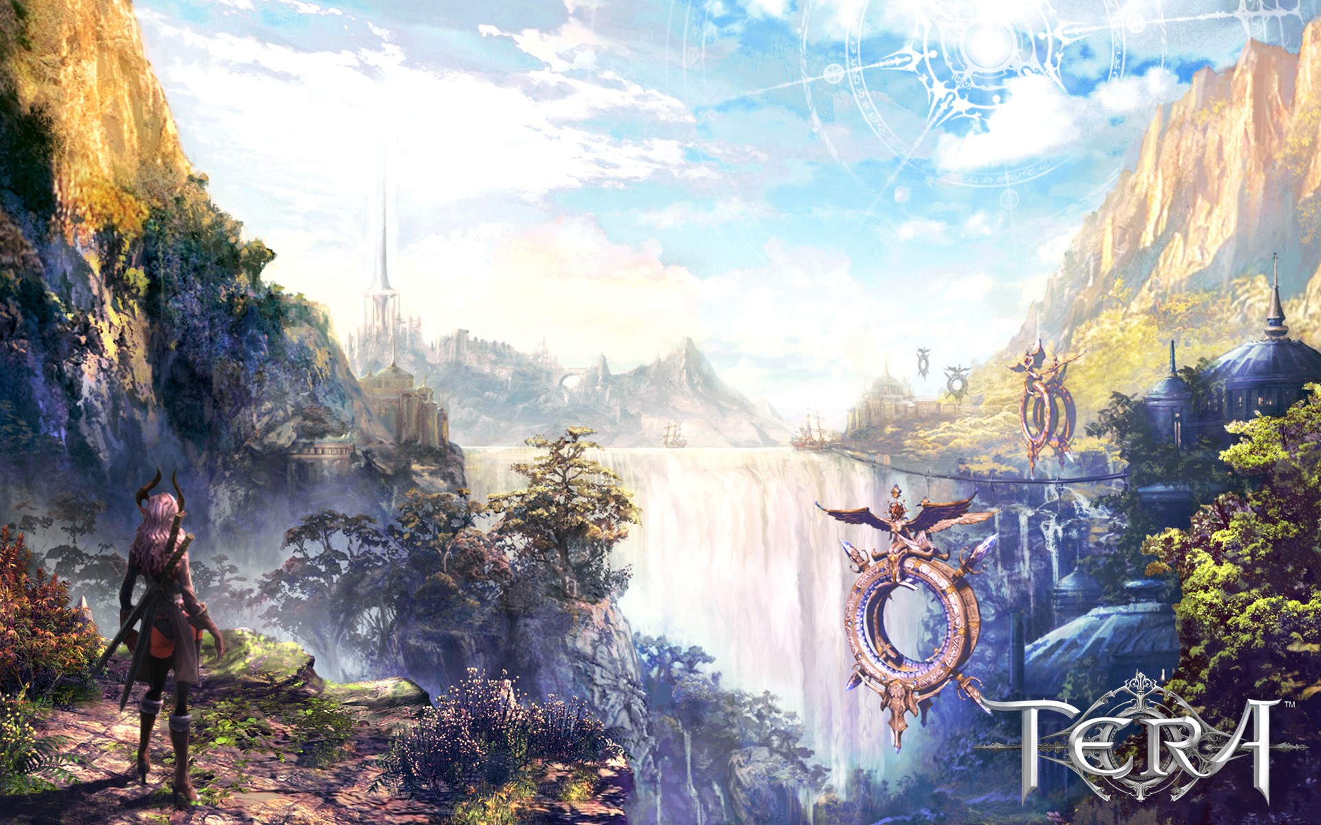 General 1920x1200 Tera Tera online PC gaming fantasy art sky video game landscape digital art video games video game art standing video game girls clouds looking into the distance title water waterfall