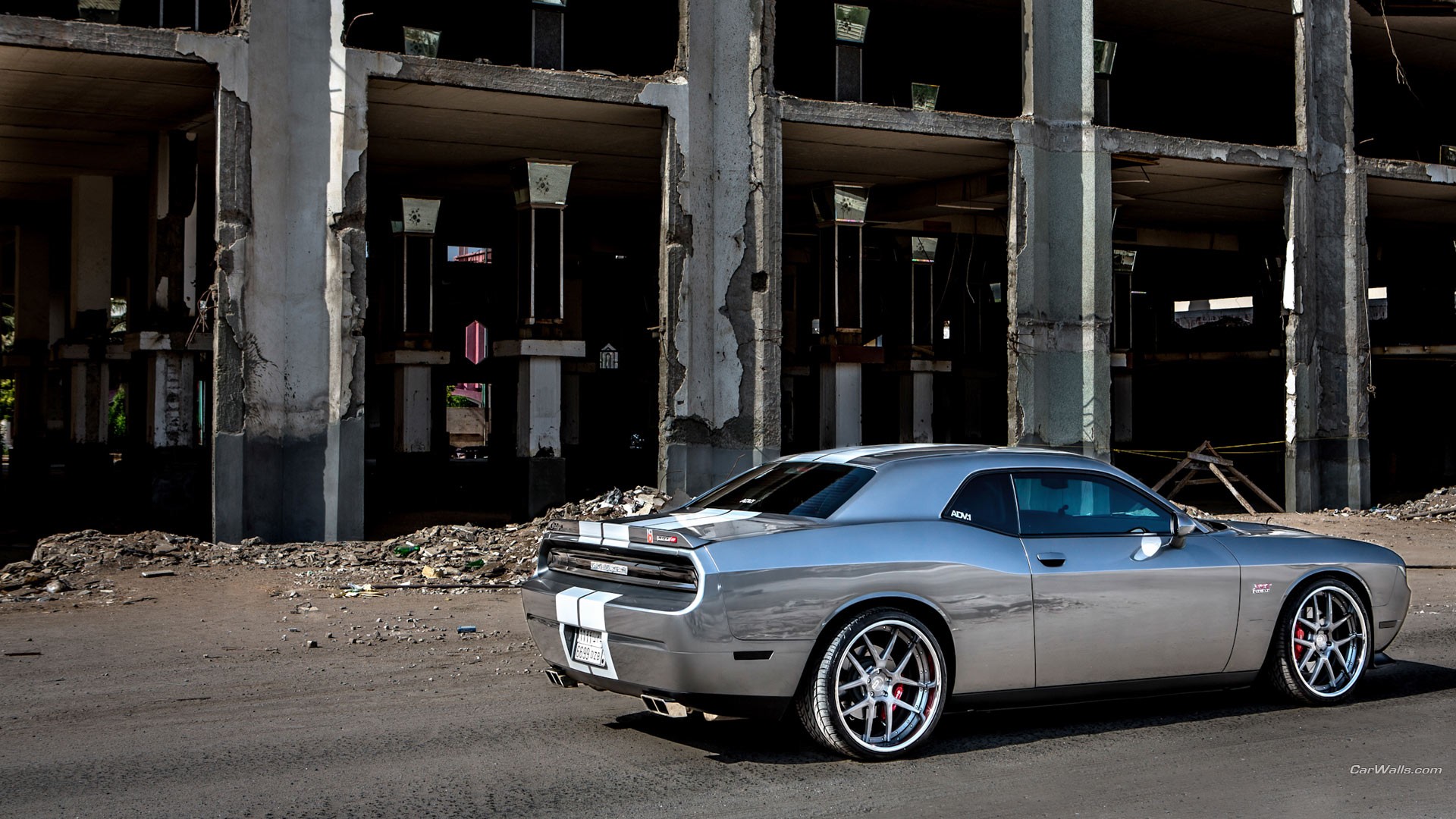 General 1920x1080 Dodge Challenger car vehicle silver cars Dodge ruins American cars muscle cars Stellantis