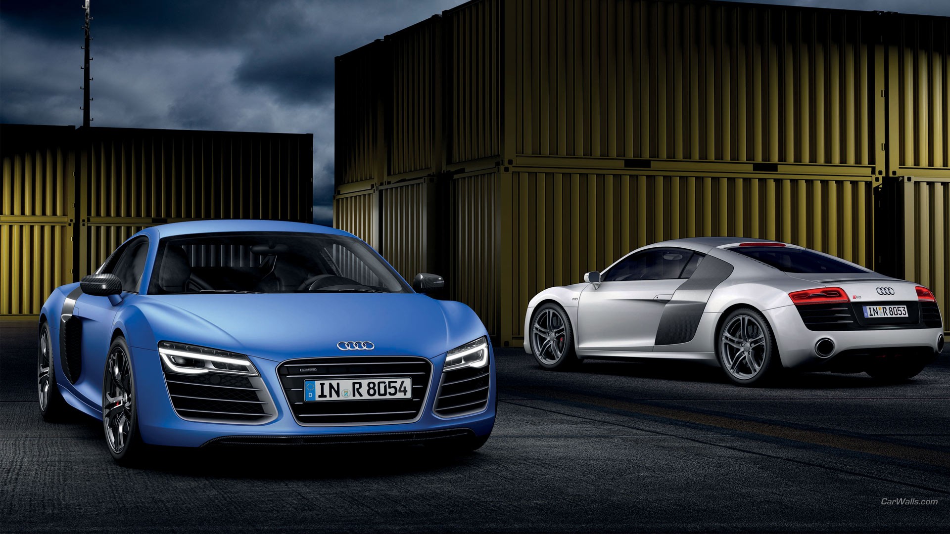 General 1920x1080 Audi R8 silver cars blue cars car vehicle Audi frontal view numbers