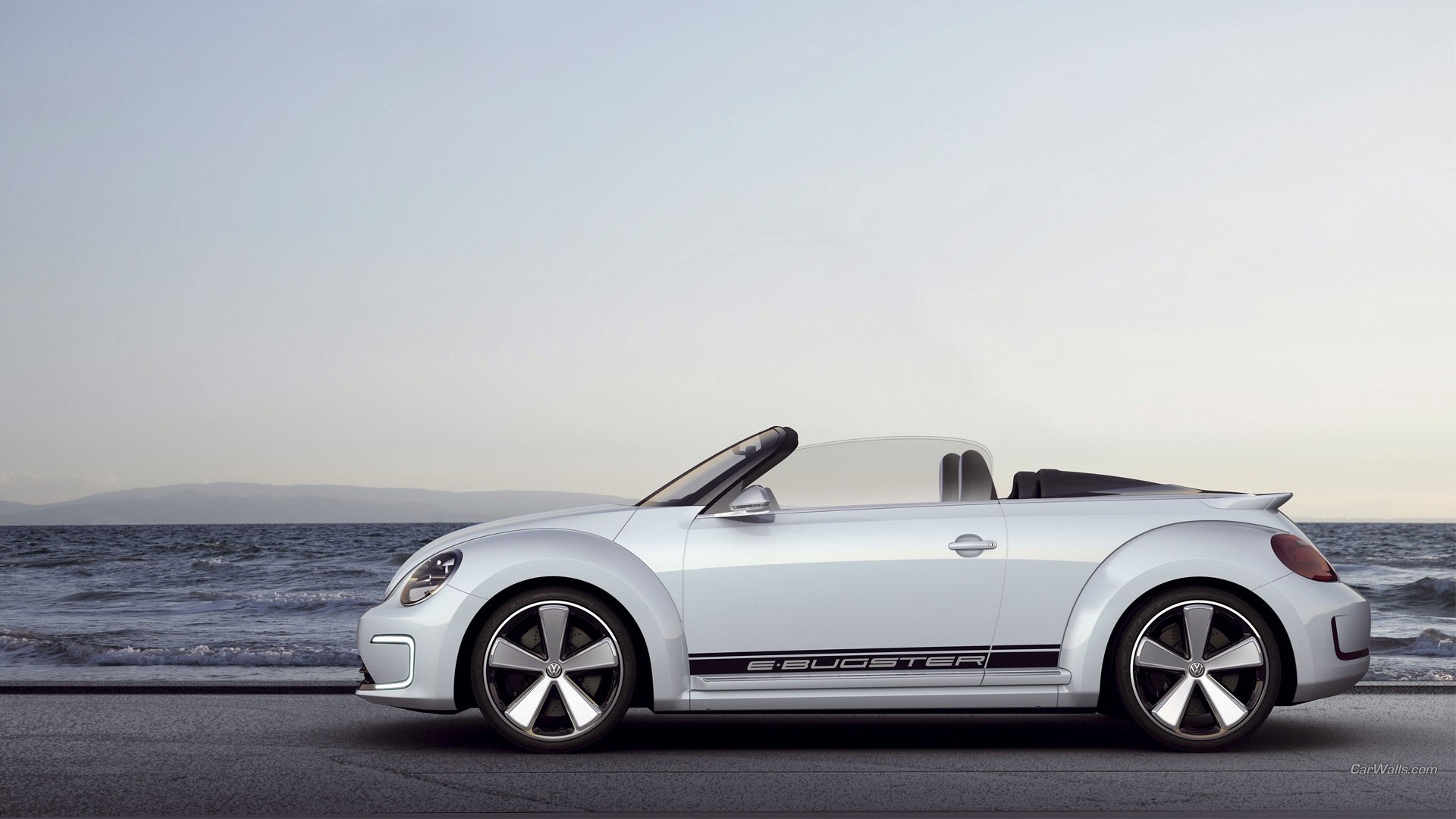 General 1920x1080 VW E-Bugster Volkswagen car Volkswagen New Beetle watermarked vehicle water white cars convertible Volkswagen Group electric car