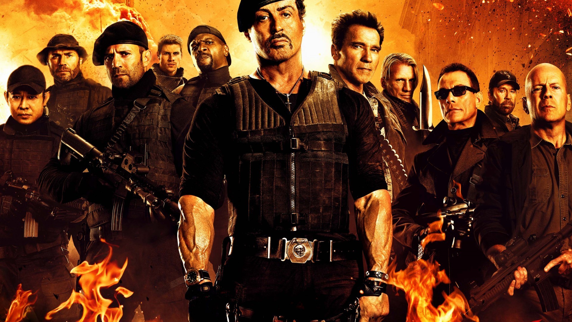 People 1920x1080 movies Sylvester Stallone Bruce Willis Arnold Schwarzenegger Jason Statham The Expendables 2 movie poster