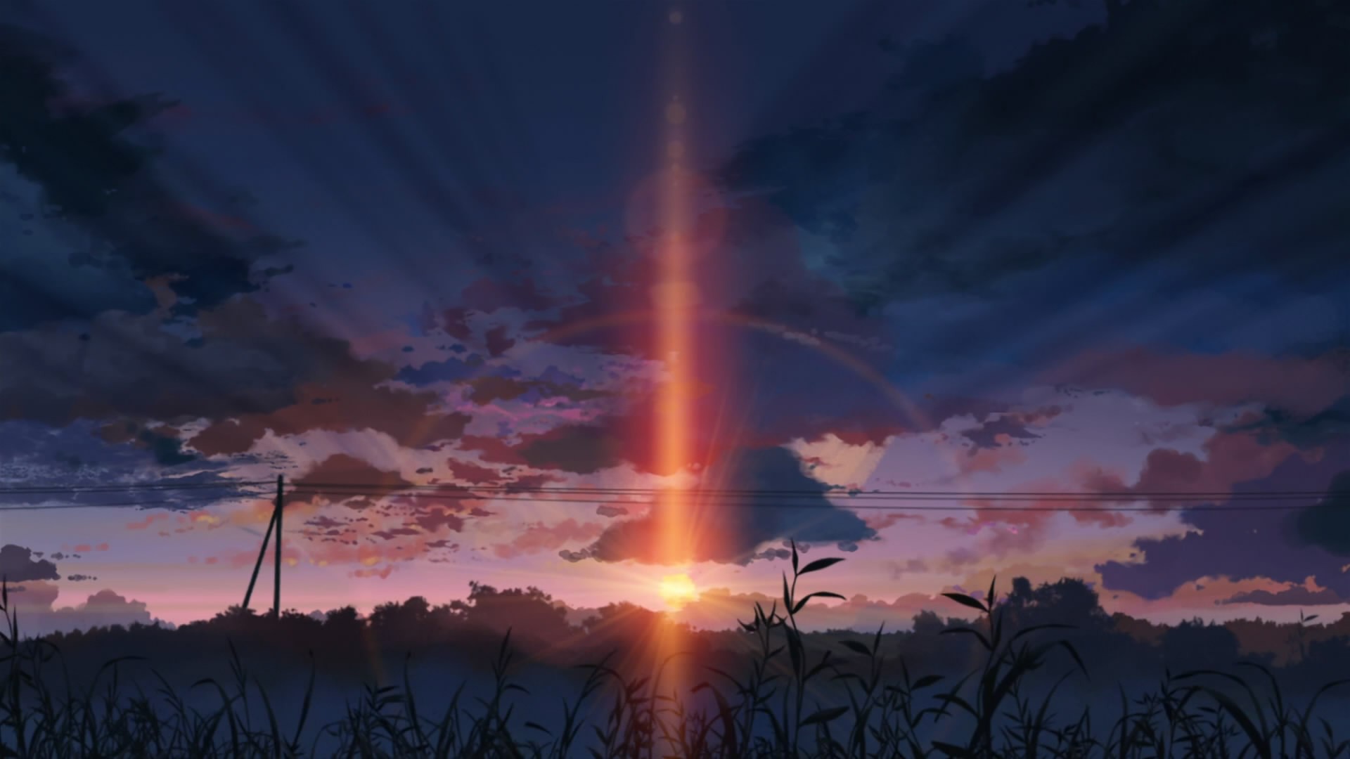 Anime 1920x1080 sunset 5 Centimeters Per Second anime landscape