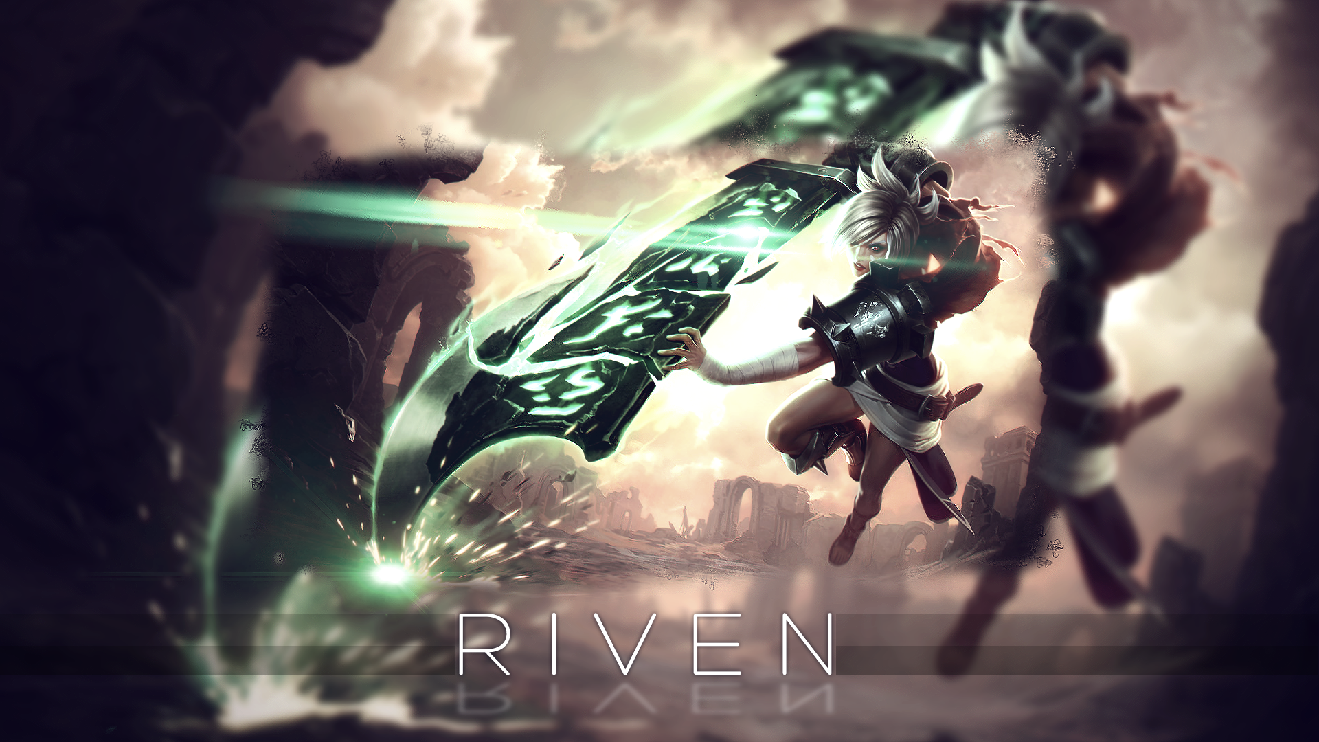 General 1920x1080 League of Legends video games Riven (League of Legends) fantasy girl warrior PC gaming video game art video game girls women with swords girls with guns fantasy art