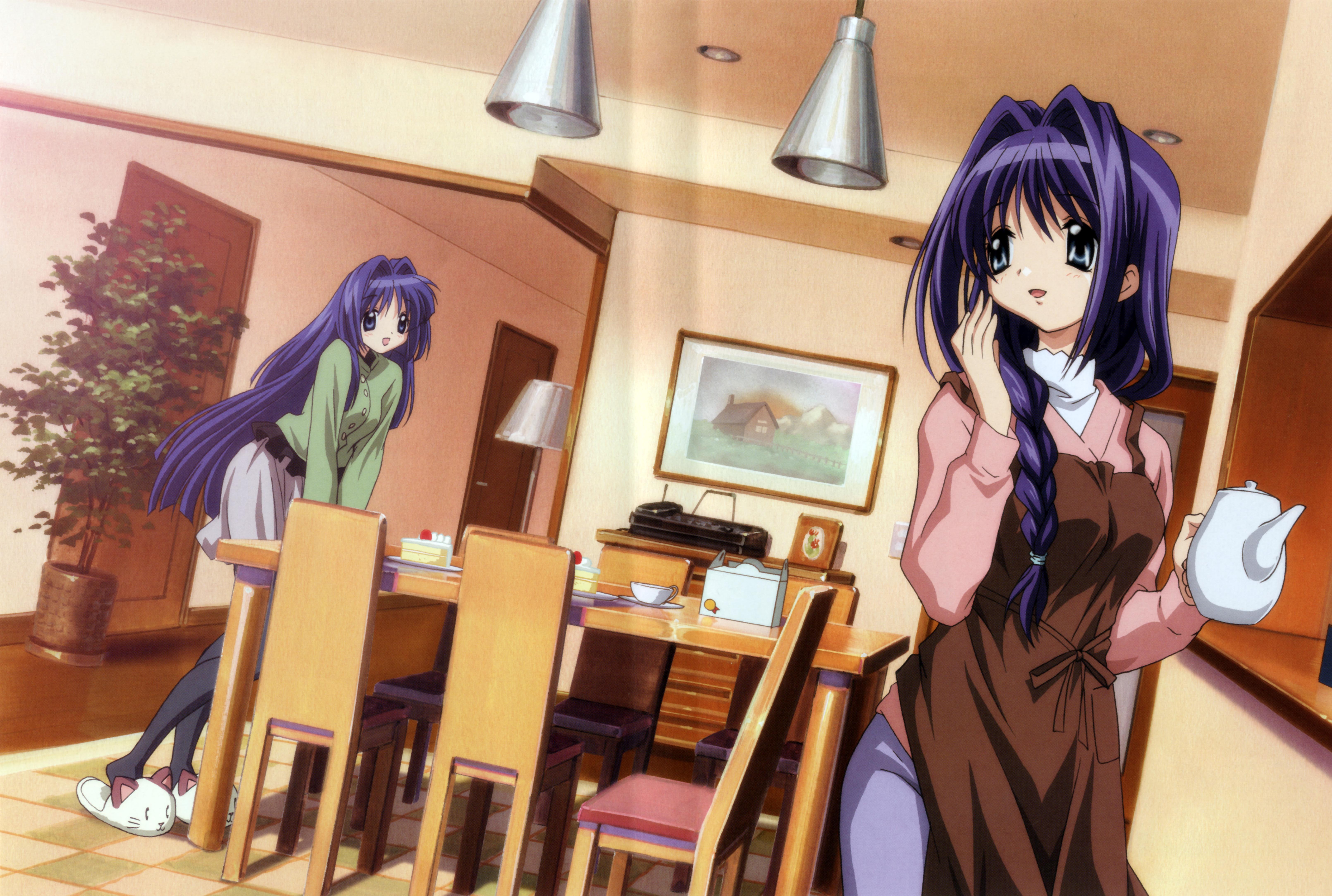 Anime 6444x4337 anime girls anime Kanon Minase Akiko Minase Nayuki two women women indoors purple hair long hair