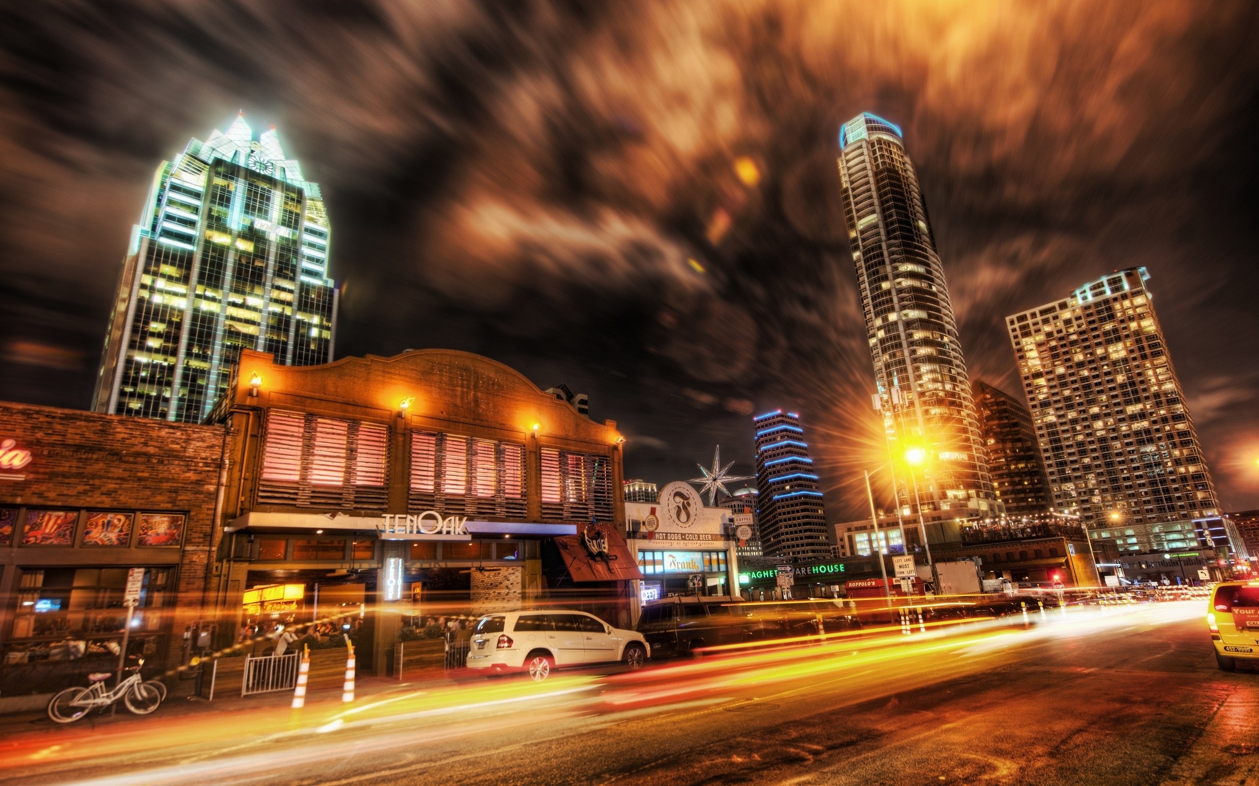 General 2560x1600 cityscape HDR building road long exposure lights