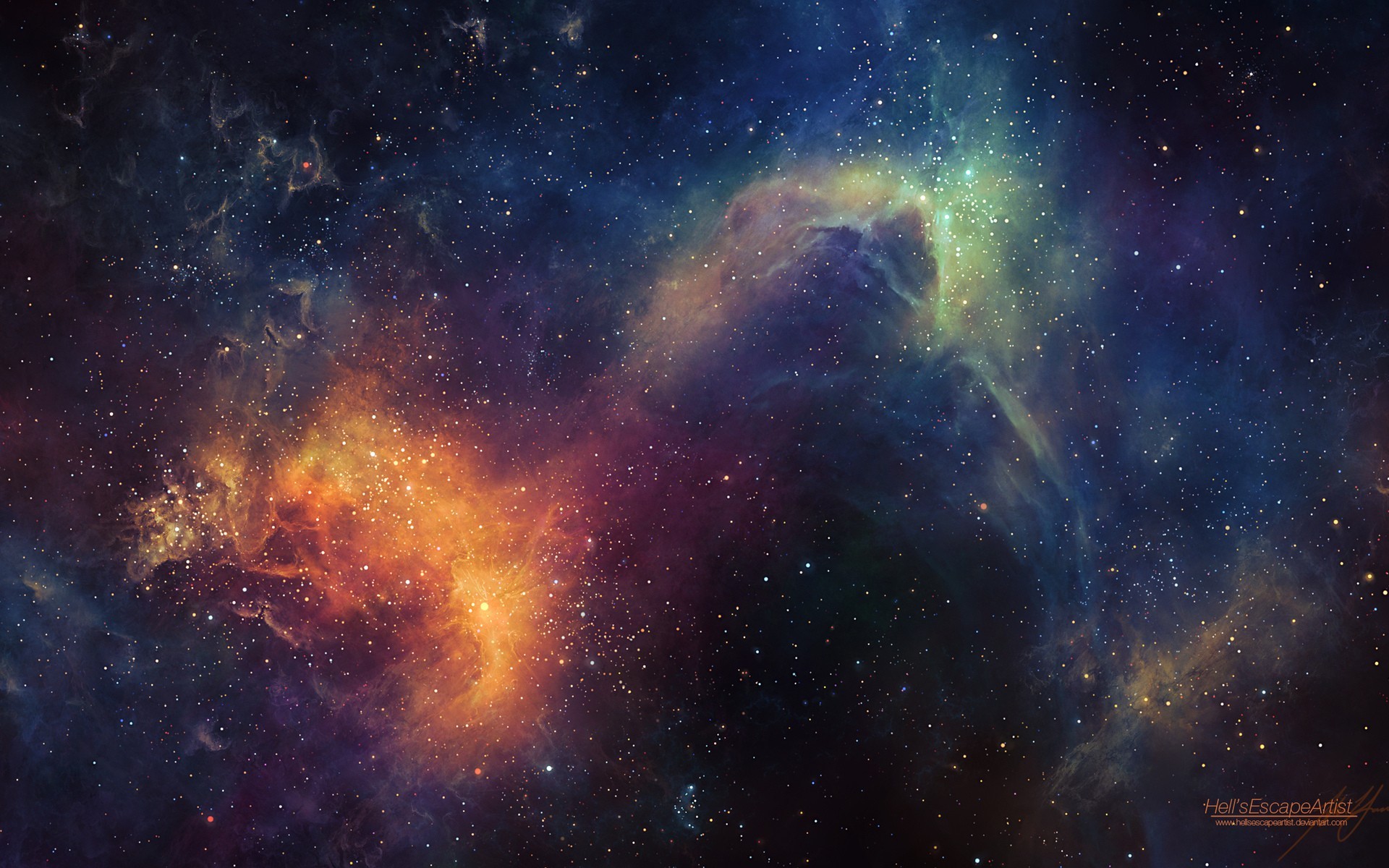 General 1920x1200 space space art digital art TylerCreatesWorlds DeviantArt nebula space clouds
