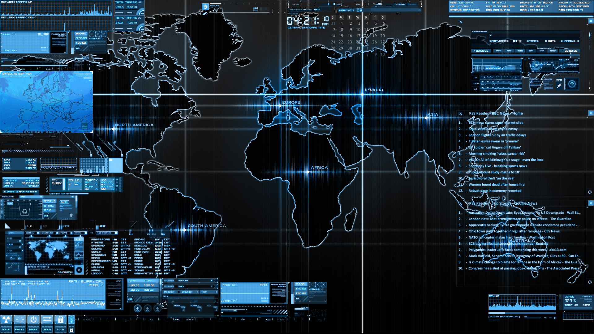 General 1920x1080 digital art technology map blue world map