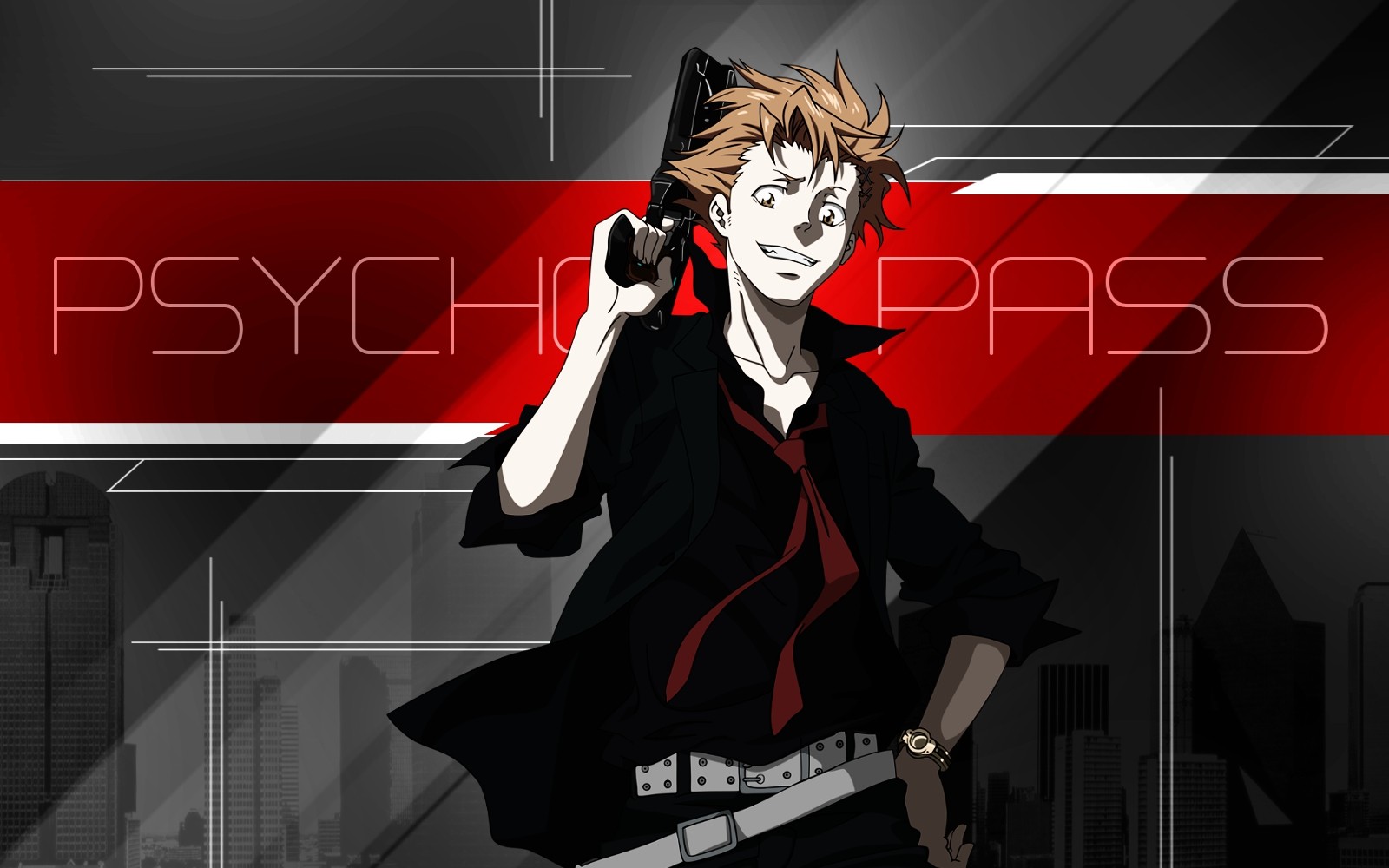 Anime 1600x1000 Psycho-Pass anime gun anime boys weapon looking at viewer