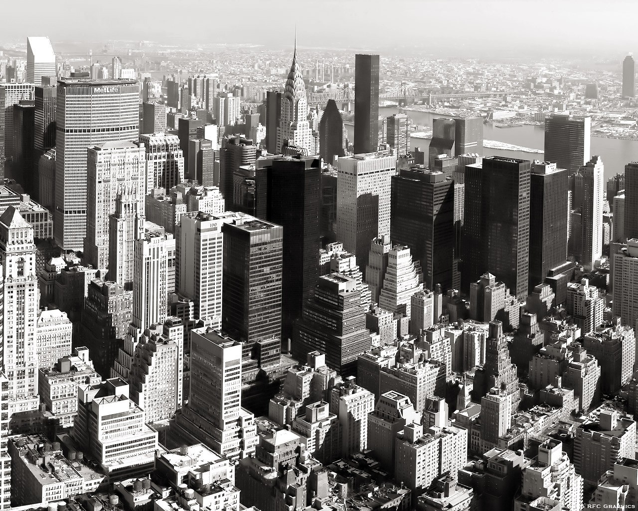General 1280x1024 city cityscape New York City USA Manhattan aerial view urban skyscraper vintage monochrome