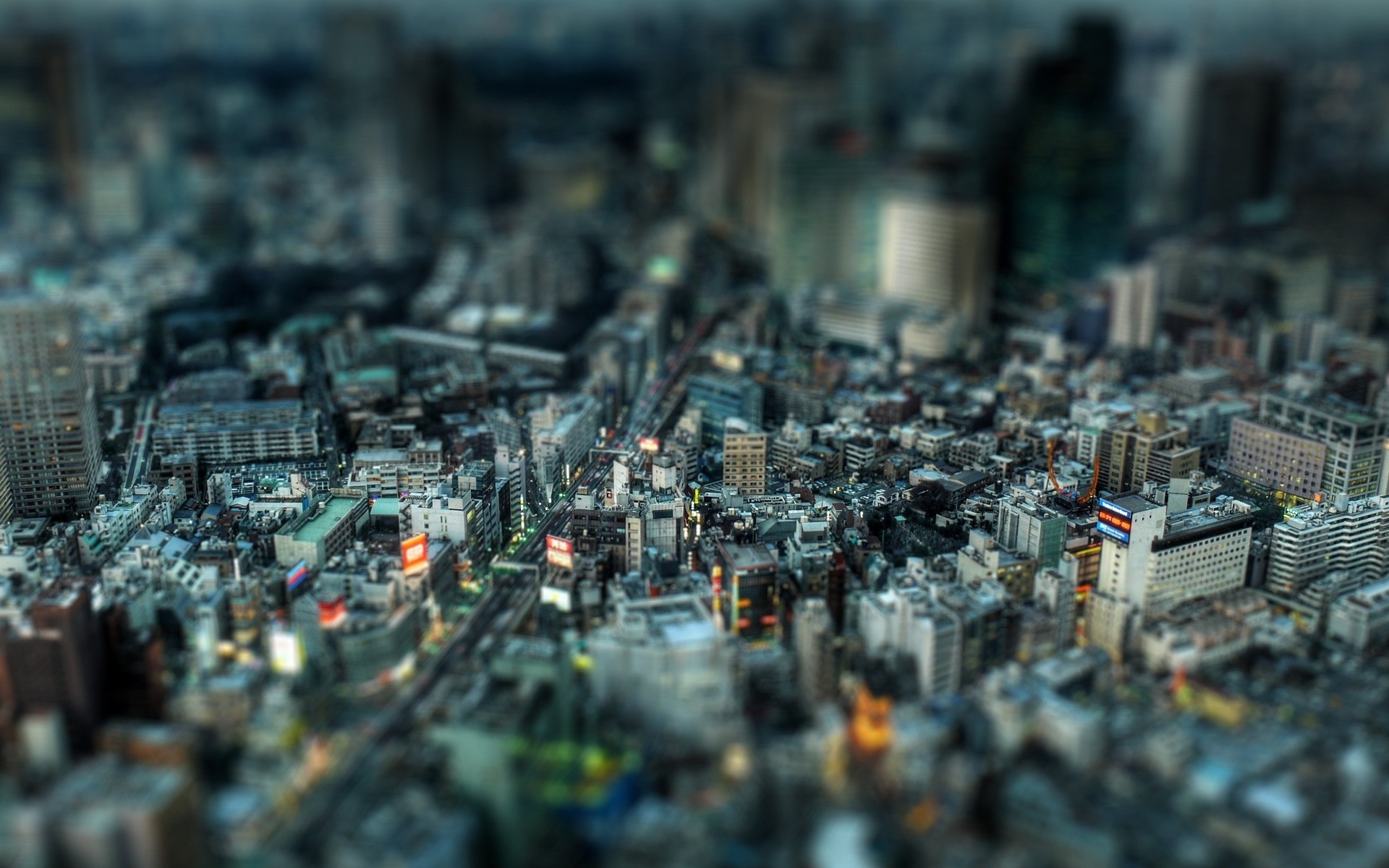 General 1920x1200 digital art city cityscape Tokyo Japan tilt shift