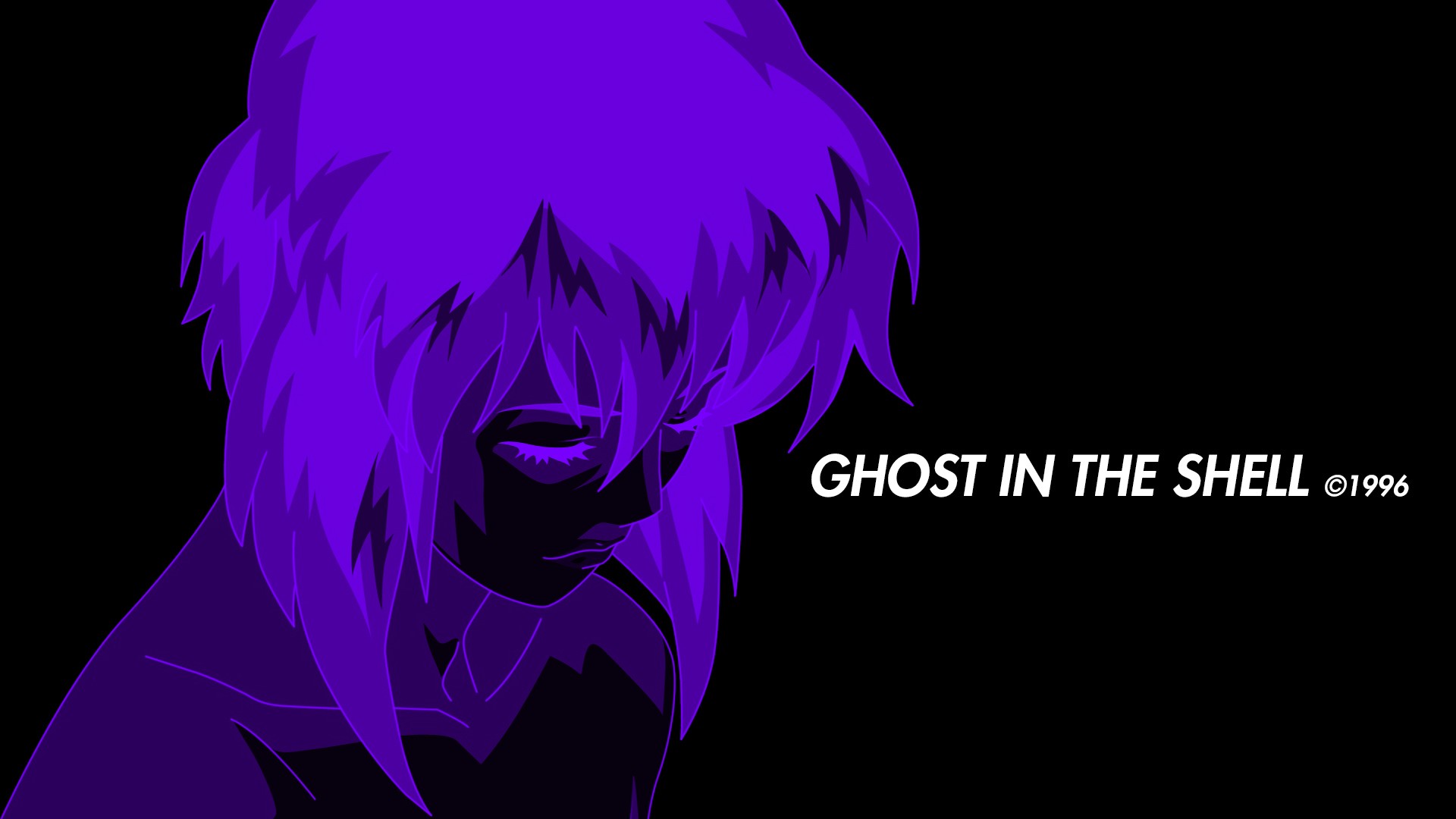 Anime 1920x1080 Ghost in the Shell anime purple Kusanagi Motoko dark 1996 (Year) artwork anime girls minimalism black background face