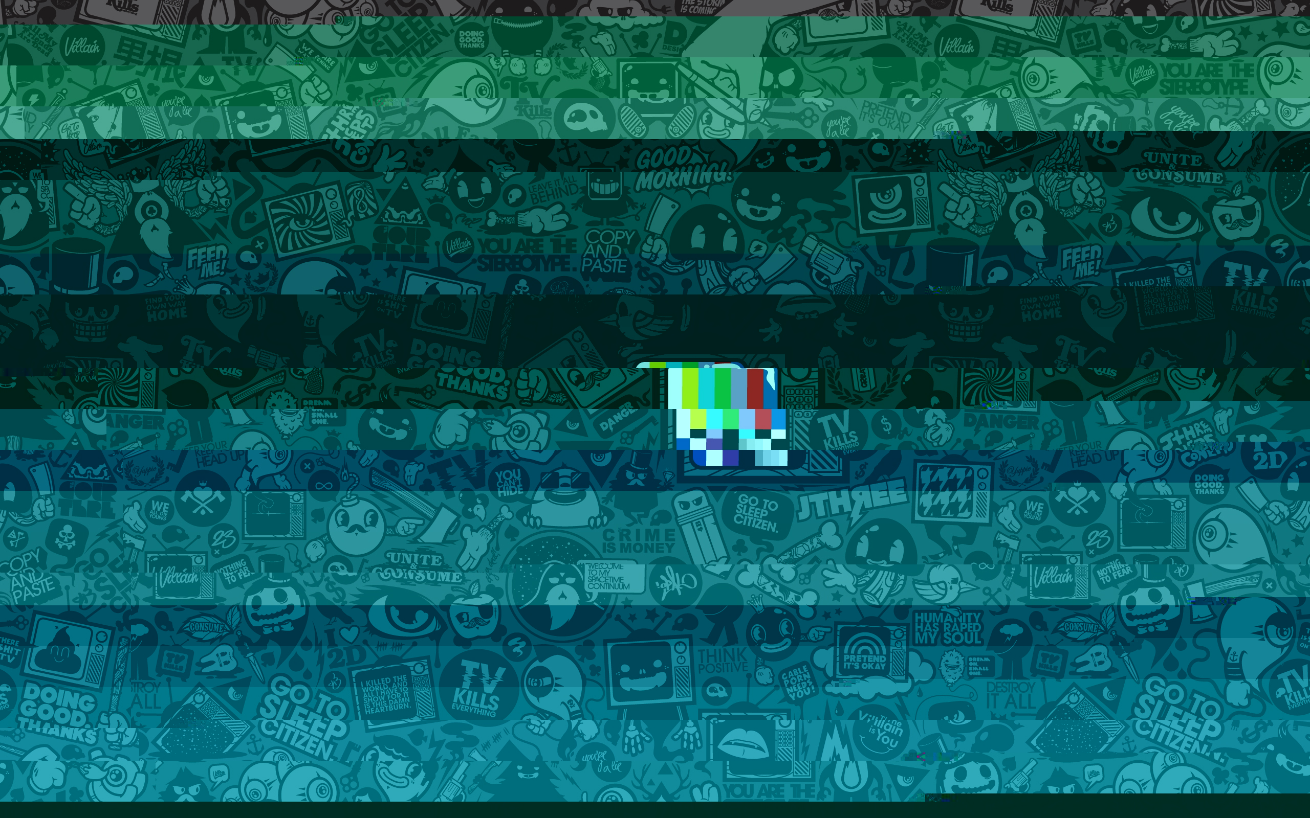 General 2560x1600 glitch art Jared Nickerson test patterns digital art blue turquoise TV