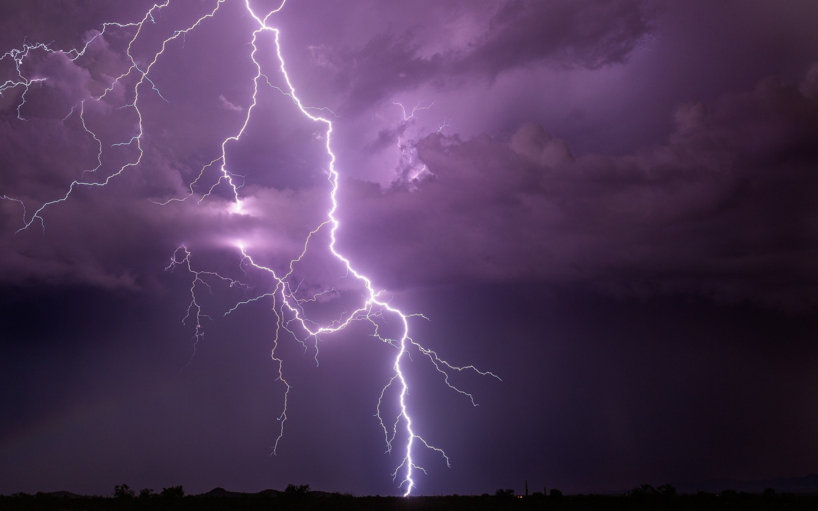 storm, purple, lightning, lightning bolt 1680x1050 Wallpaper