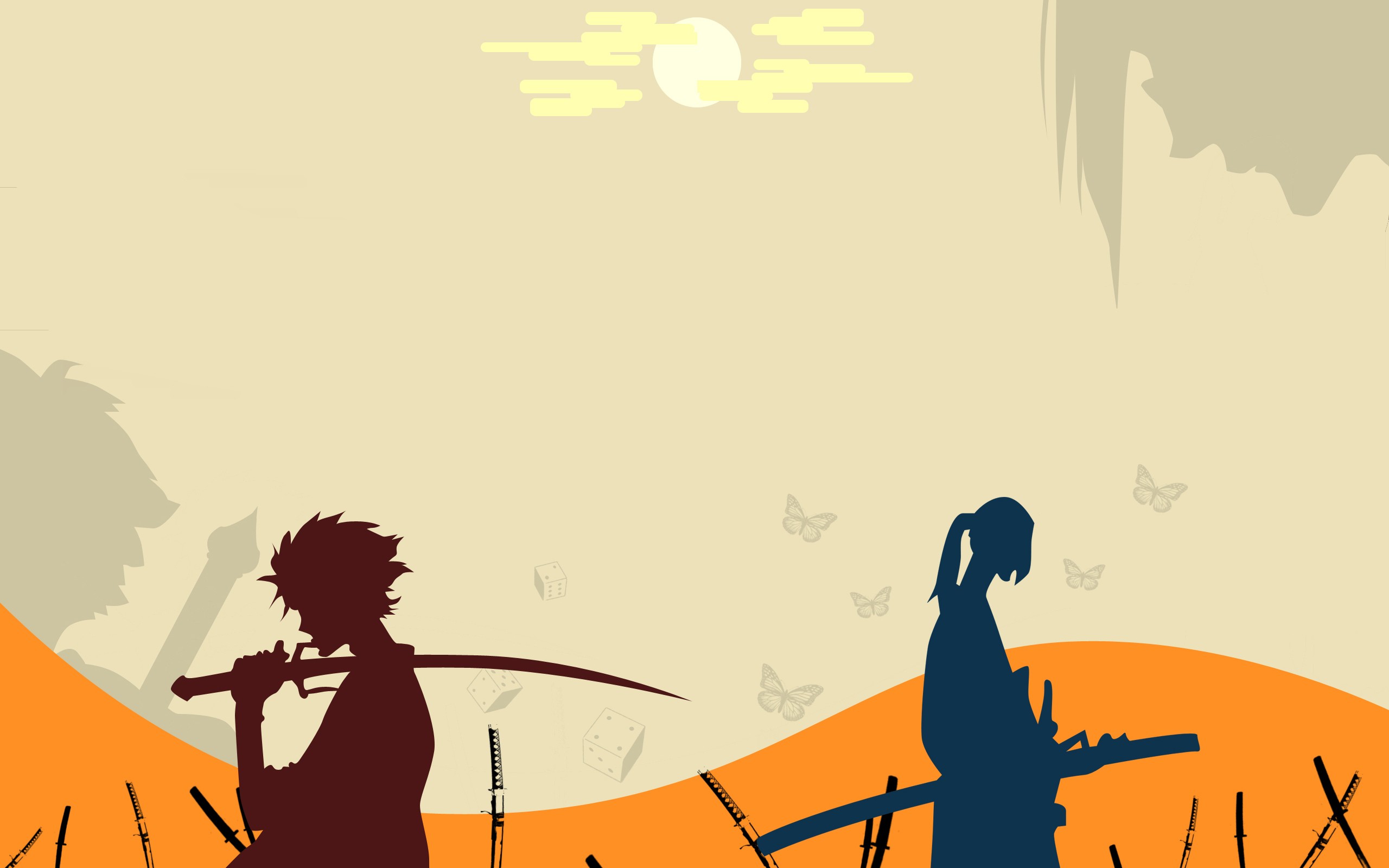Anime 2560x1600 anime anime boys warrior weapon artwork Samurai Champloo Mugen (Samurai Champloo) Jin (Samurai Champloo) samurai katana anime men