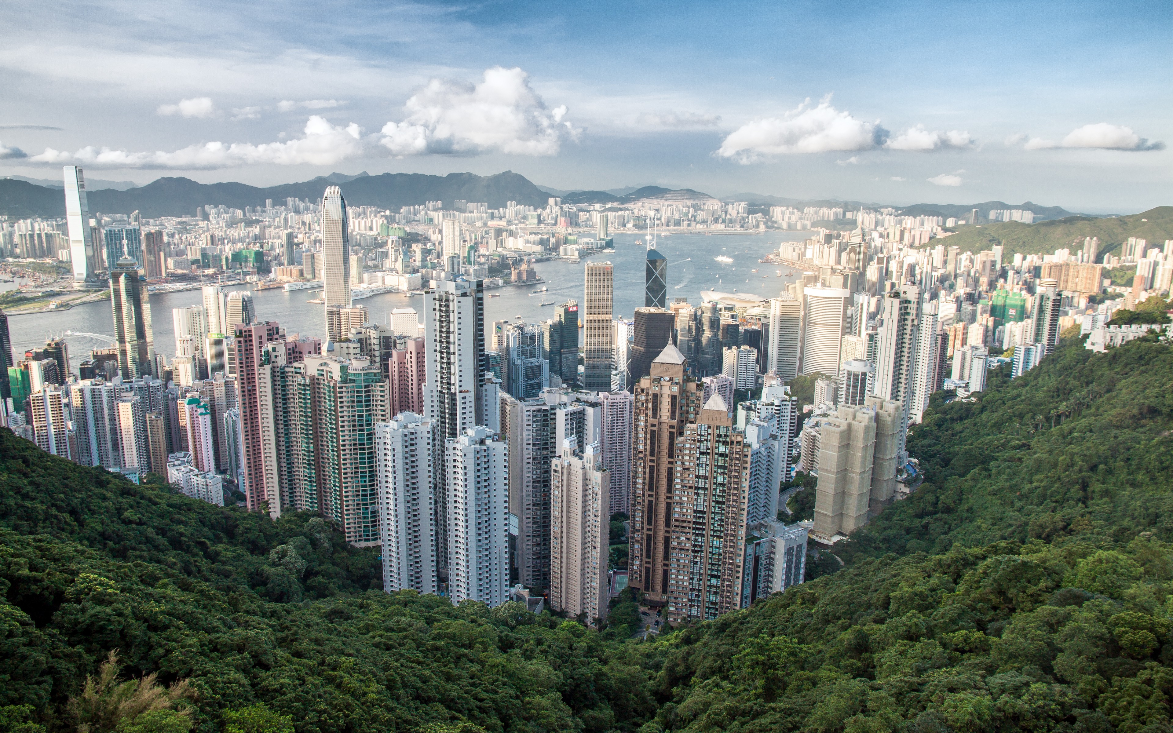 General 3840x2400 city Hong Kong cityscape skyscraper hills Asia China