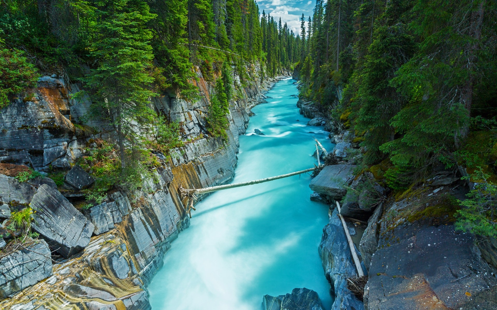 General 1920x1200 nature landscape Canada forest river trees turquoise gorge rocks rocks wall British Columbia