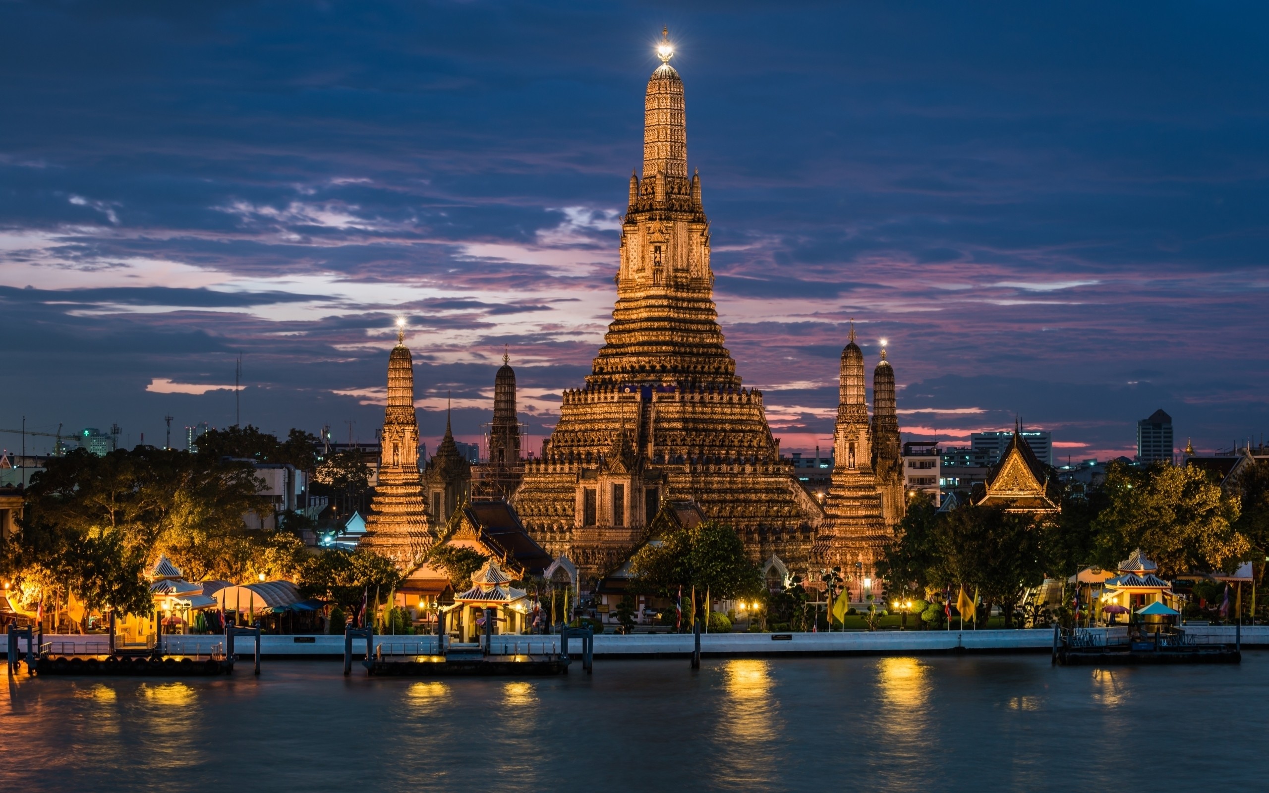 General 2560x1600 building old building Bangkok Thailand temple river sunset Wat Arun Asia