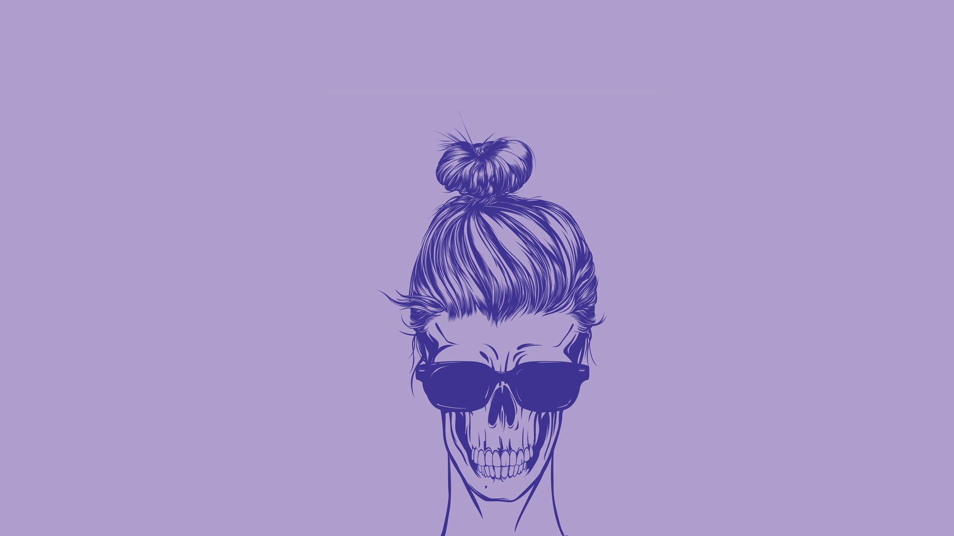 General 1920x1080 skull minimalism artwork glasses simple background frontal view hairbun women horror women with shades sunglasses