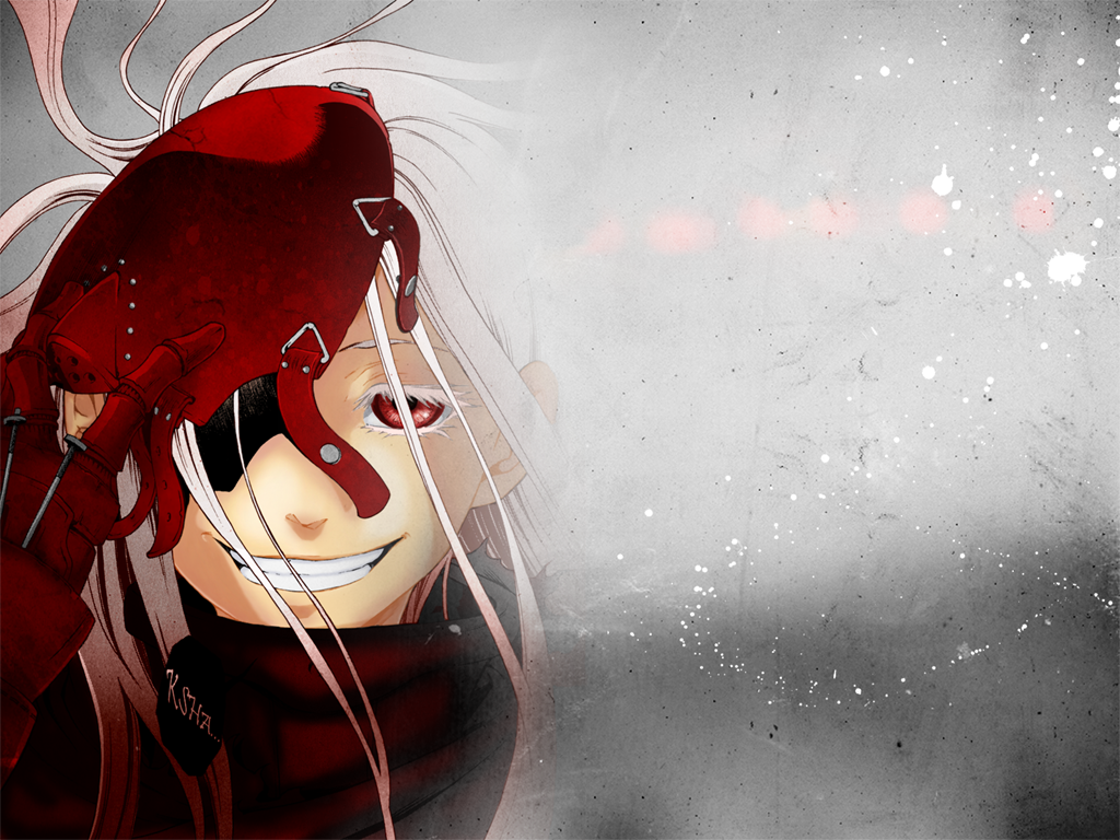 Anime 1024x768 anime Deadman Wonderland Shiro (Deadman Wonderland) red eyes smiling mask