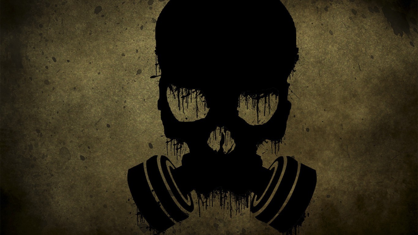 General 1366x768 gas masks apocalyptic skull simple background grunge digital art