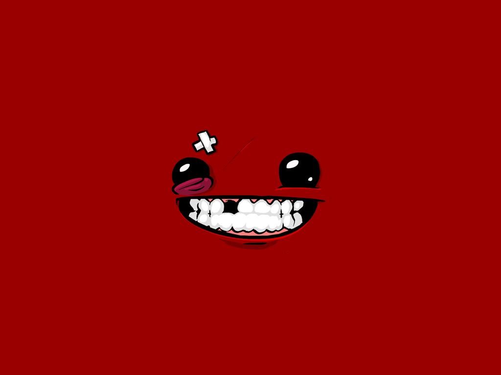 General 1024x768 red background red Super Meat Boy video game characters simple background minimalism