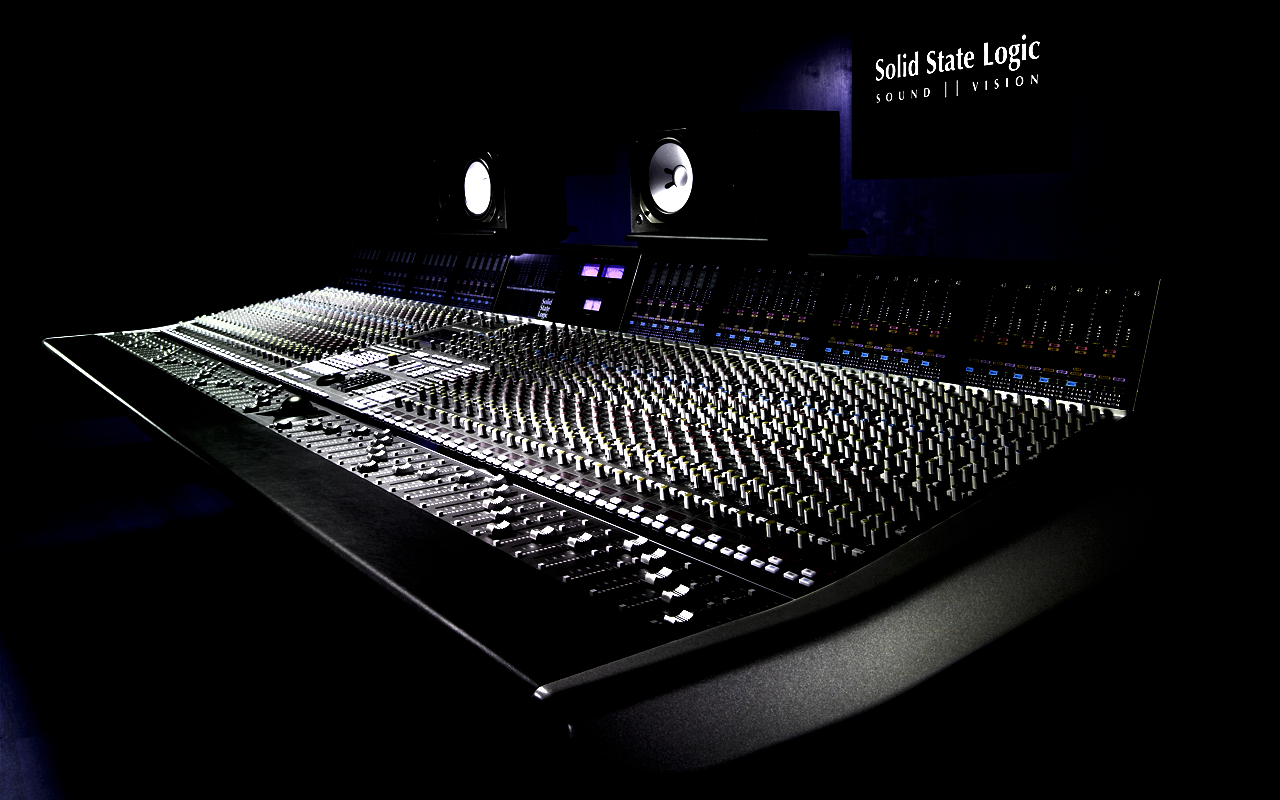 General 1280x800 music text black background mixing consoles sound mixers purple light production studios recording studios engineering low light