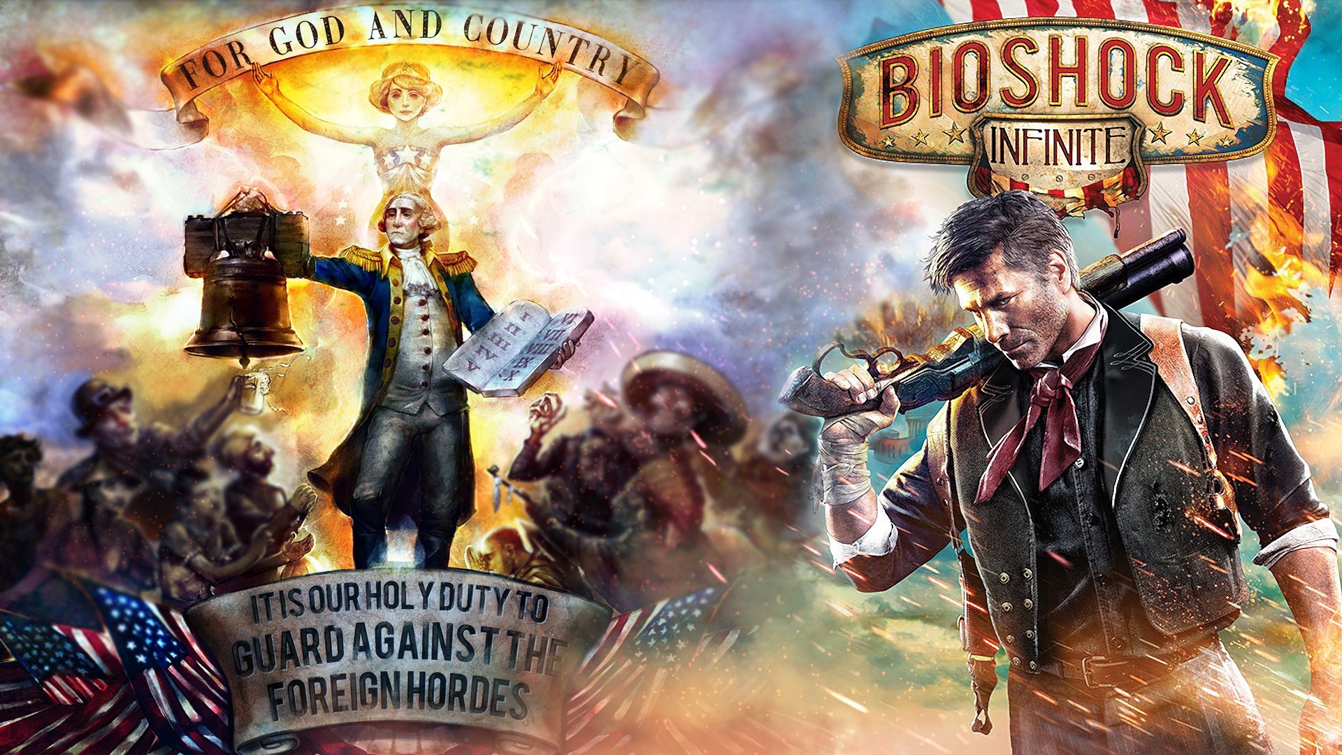 General 1920x1080 BioShock BioShock Infinite Booker DeWitt Columbia (Bioshock) video games PC gaming video game characters video game men video game art weapon
