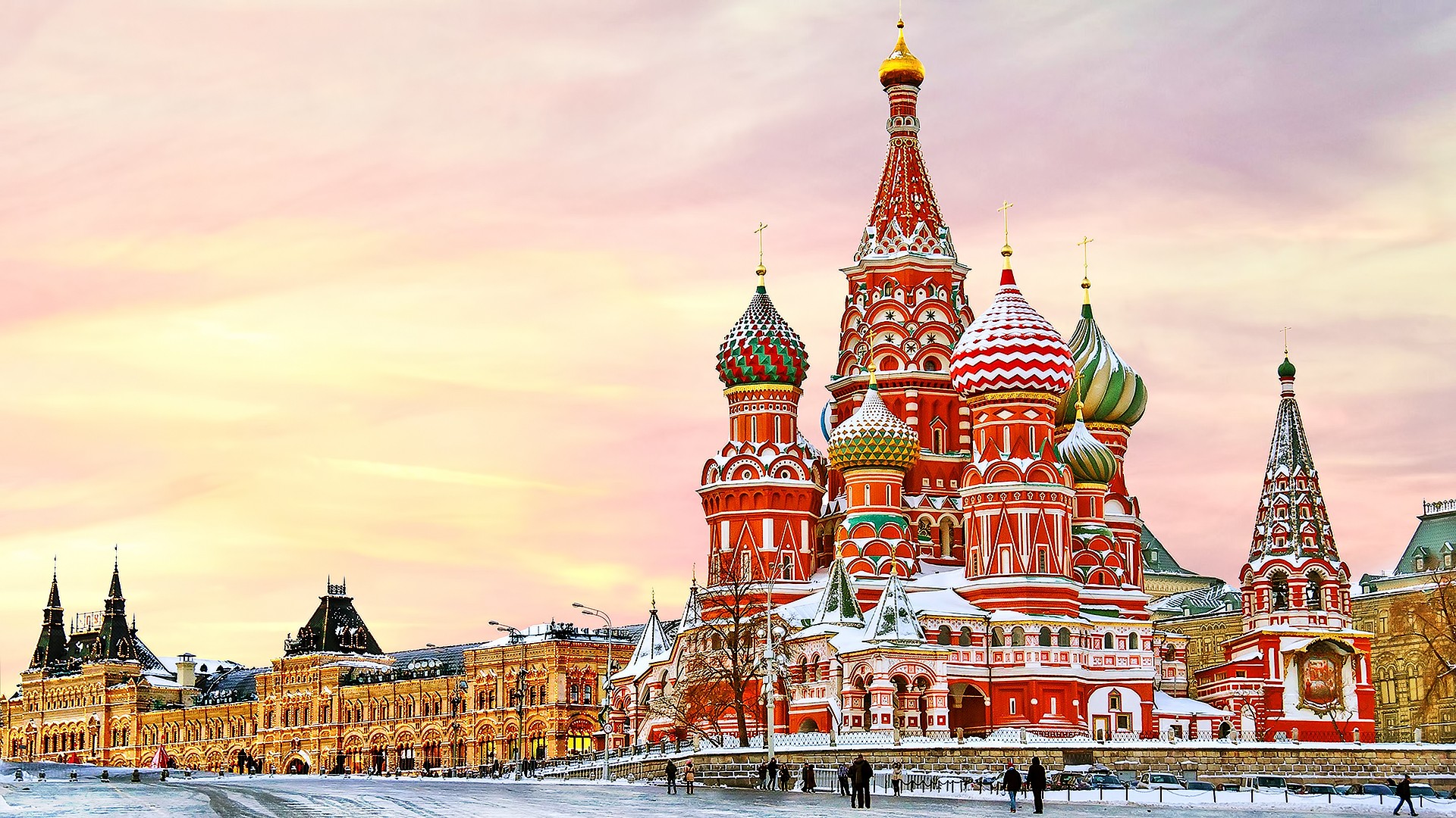 General 1920x1080 Moscow Red Square city Saint Basil's Cathedral Russia building landmark Kremlin Europe vibrant