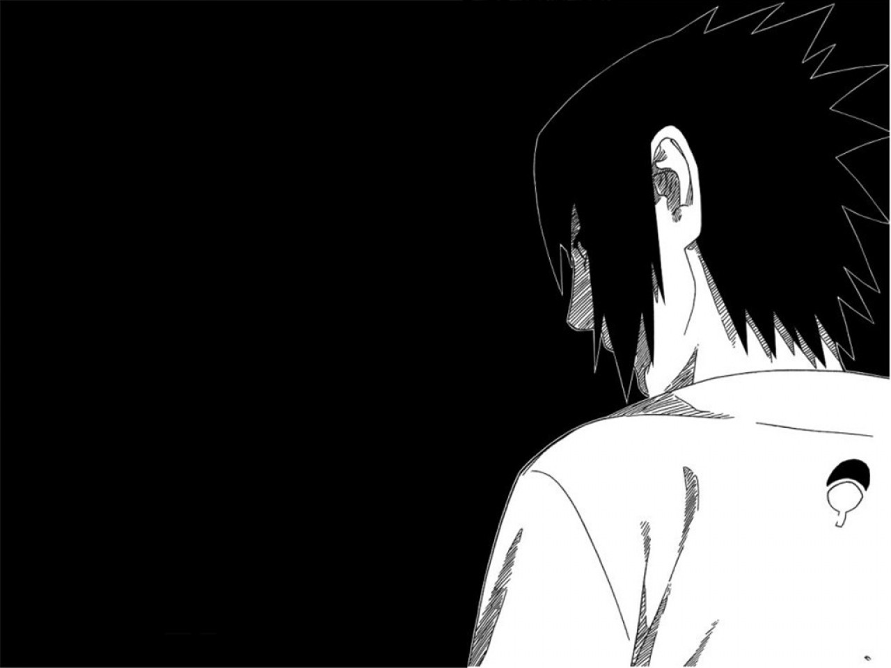 Anime 1280x960 Naruto Shippuden Uchiha Sasuke manga anime anime boys black background simple background