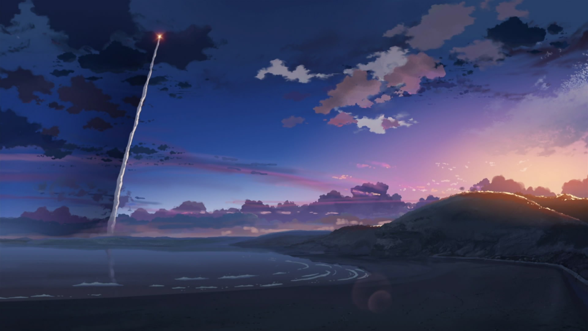 Anime 1920x1080 anime nature sunset 5 Centimeters Per Second film stills Byōsoku Go Senchimētoru sky
