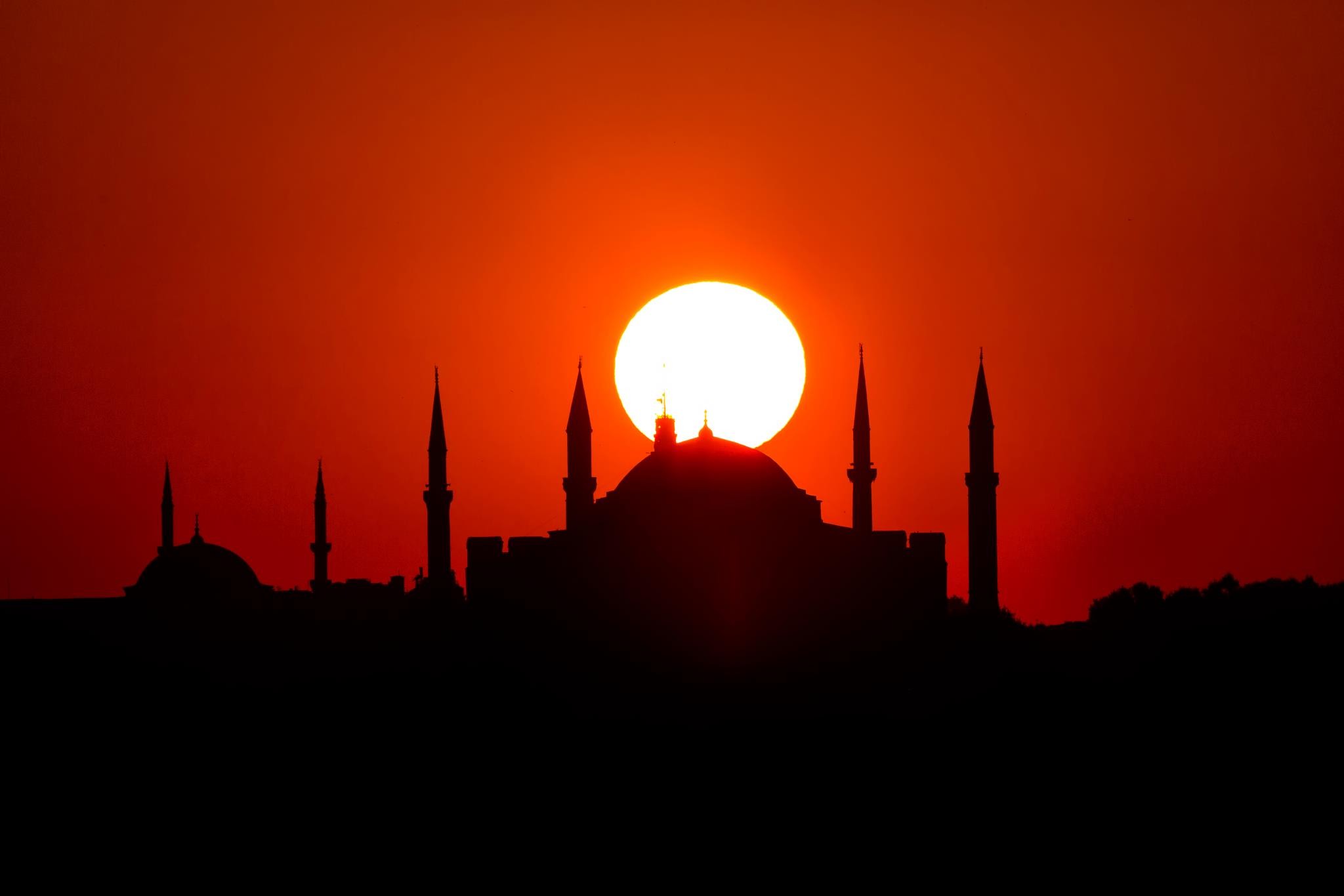 General 2048x1365 mosque silhouette color correction Islamic architecture red sky sky Sun building