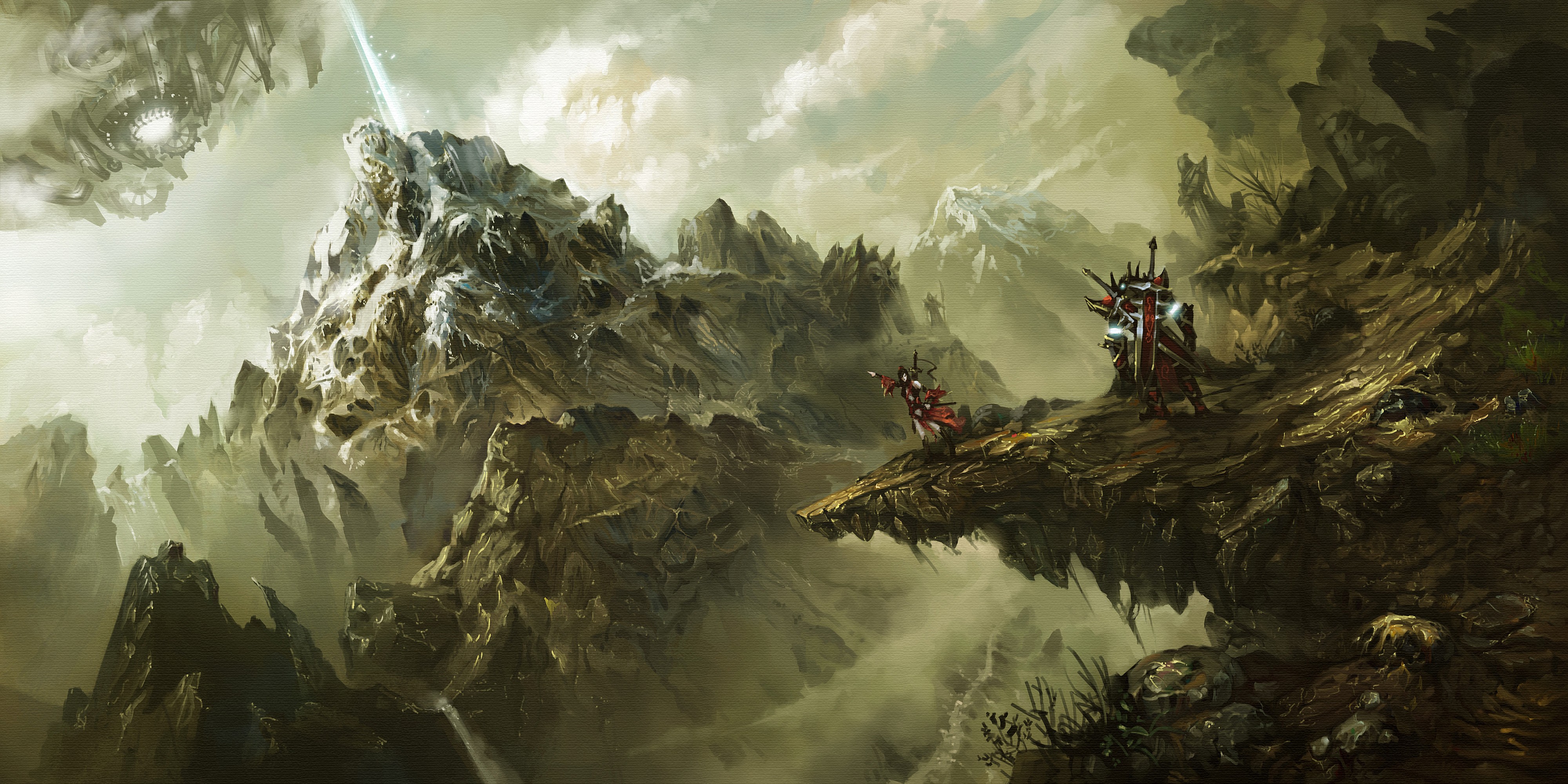 General 4000x2000 fantasy art mountains warrior sword landscape artwork