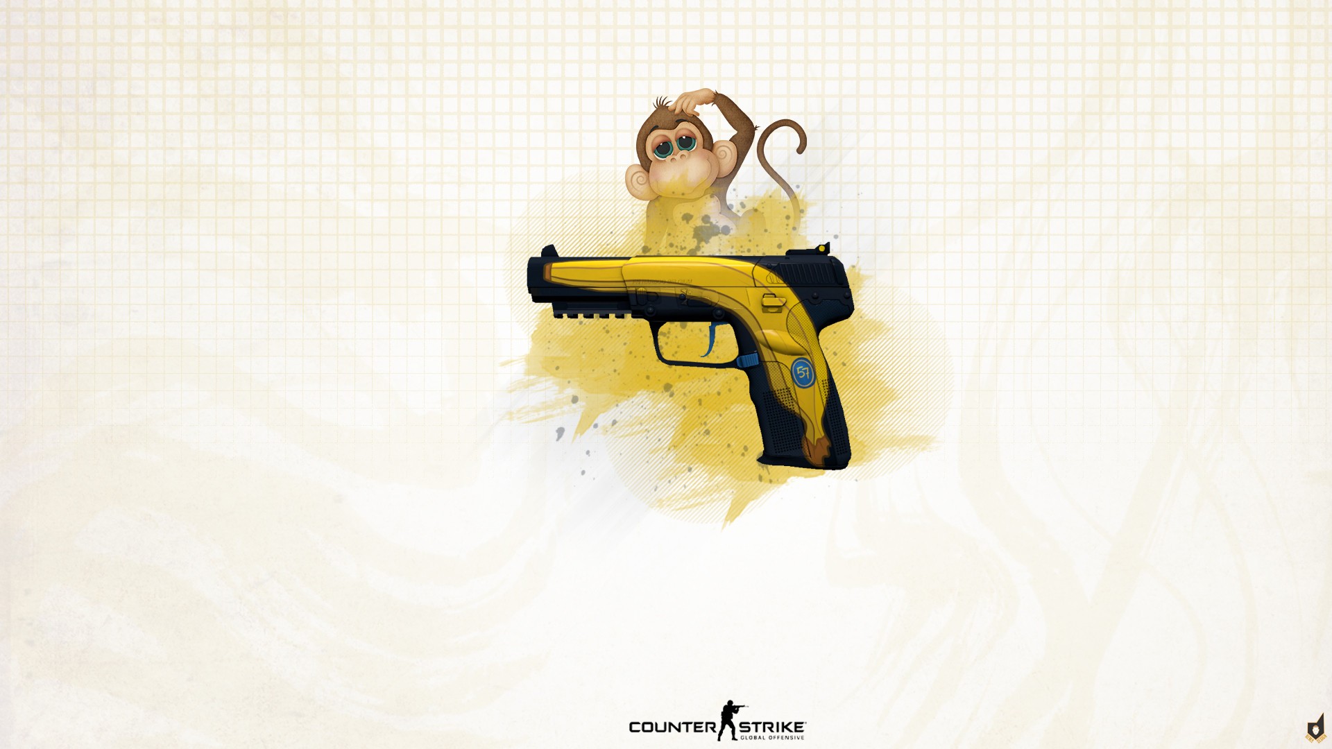 General 1920x1080 Counter-Strike Counter-Strike: Global Offensive pistol FN Five-Seven bananas monkey video games PC gaming white background simple background FN Herstal