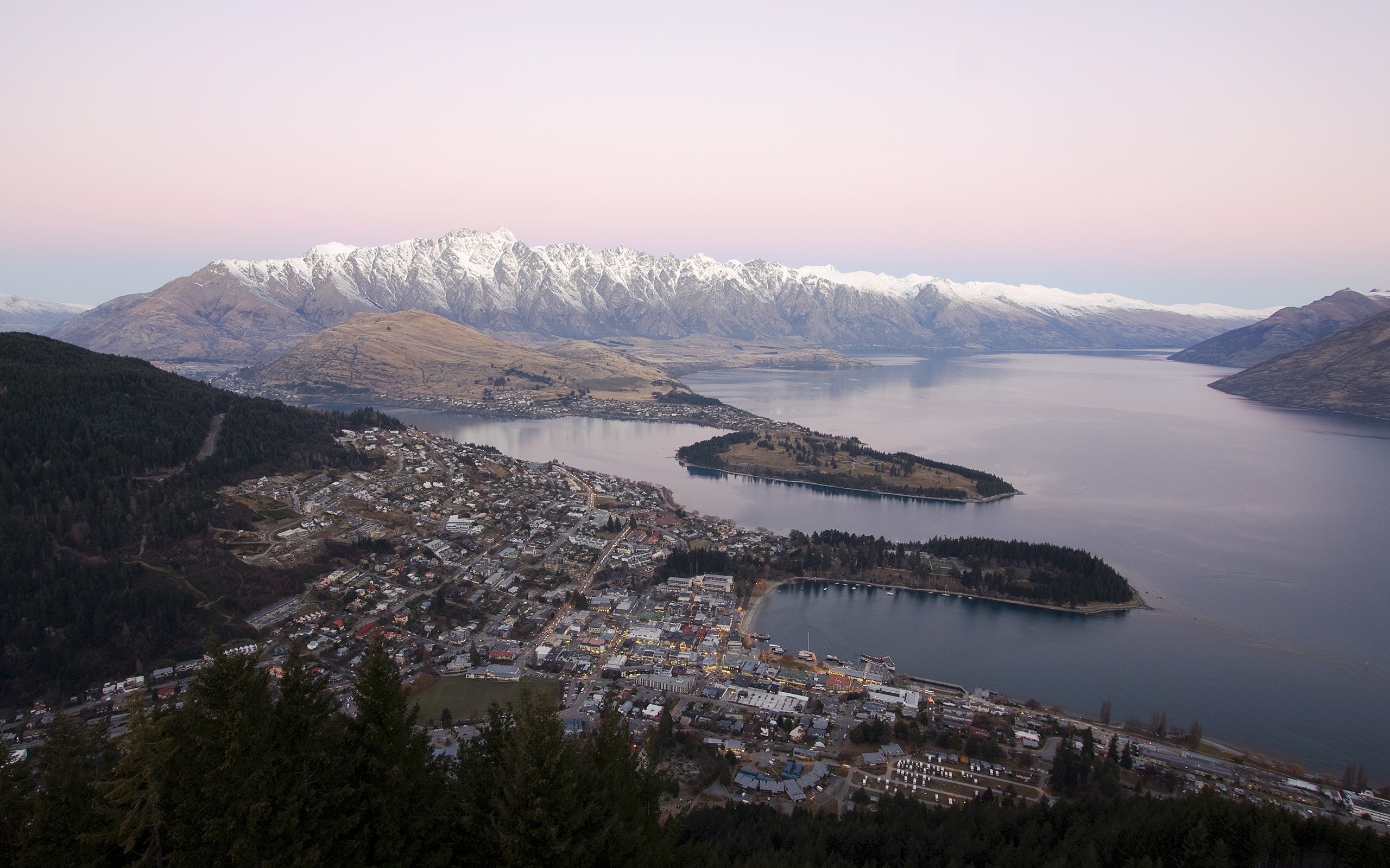 General 2560x1600 cityscape valley landscape mountains Queenstown New Zealand aerial view