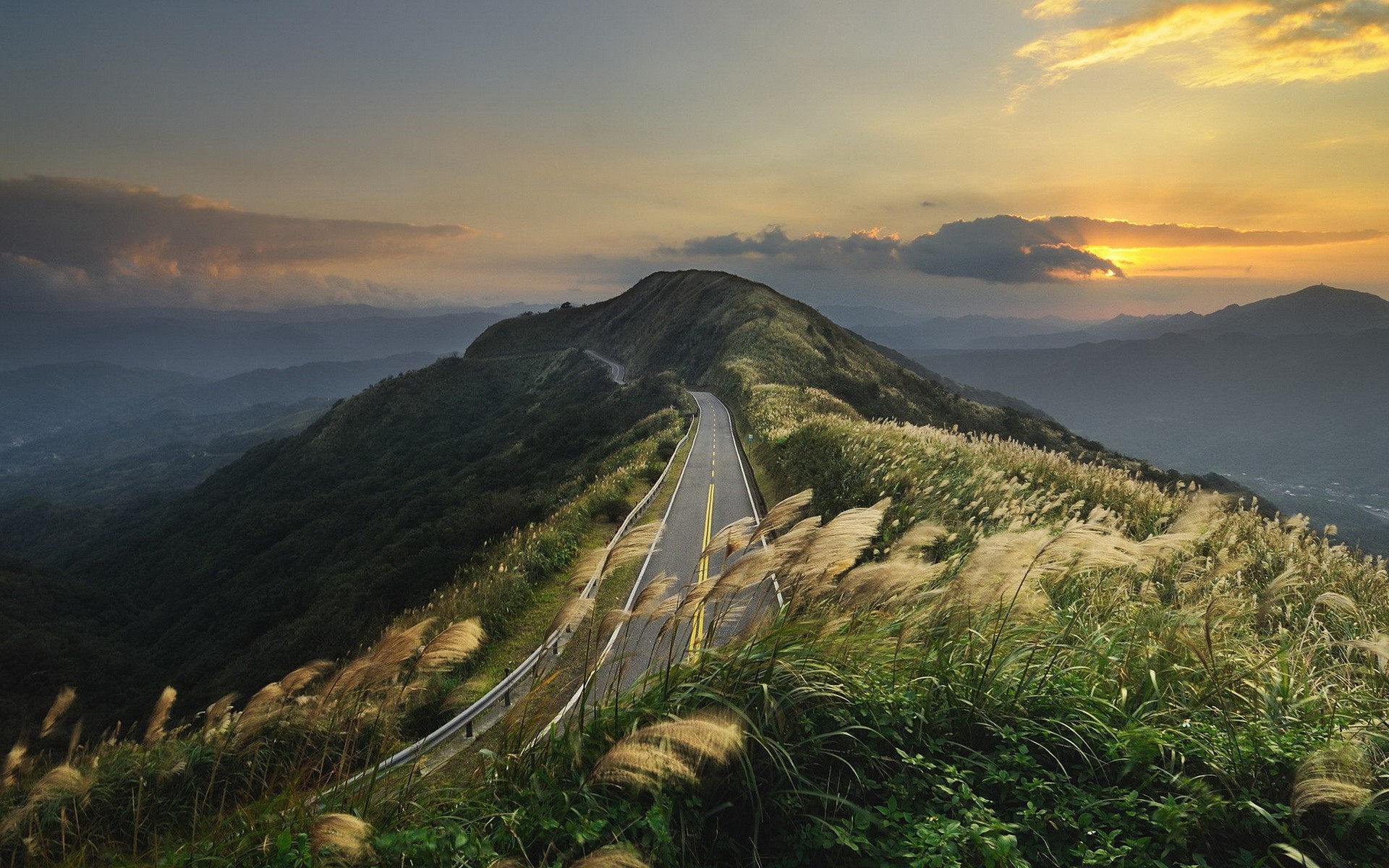 General 1920x1200 landscape road mountains valley sunset