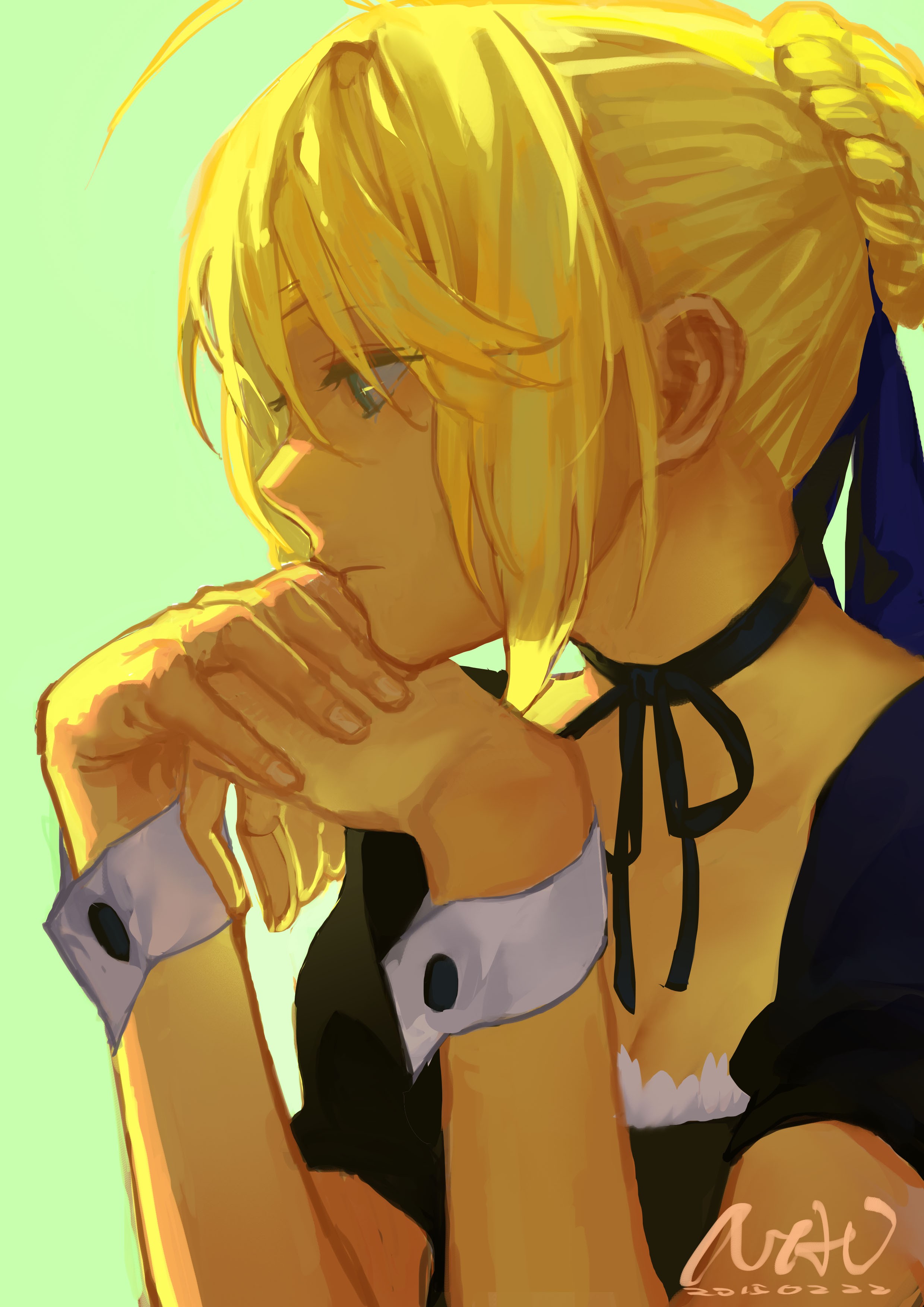 Anime 2480x3508 Fate/Stay Night Fate series Saber blonde anime girls maid outfit anime looking away