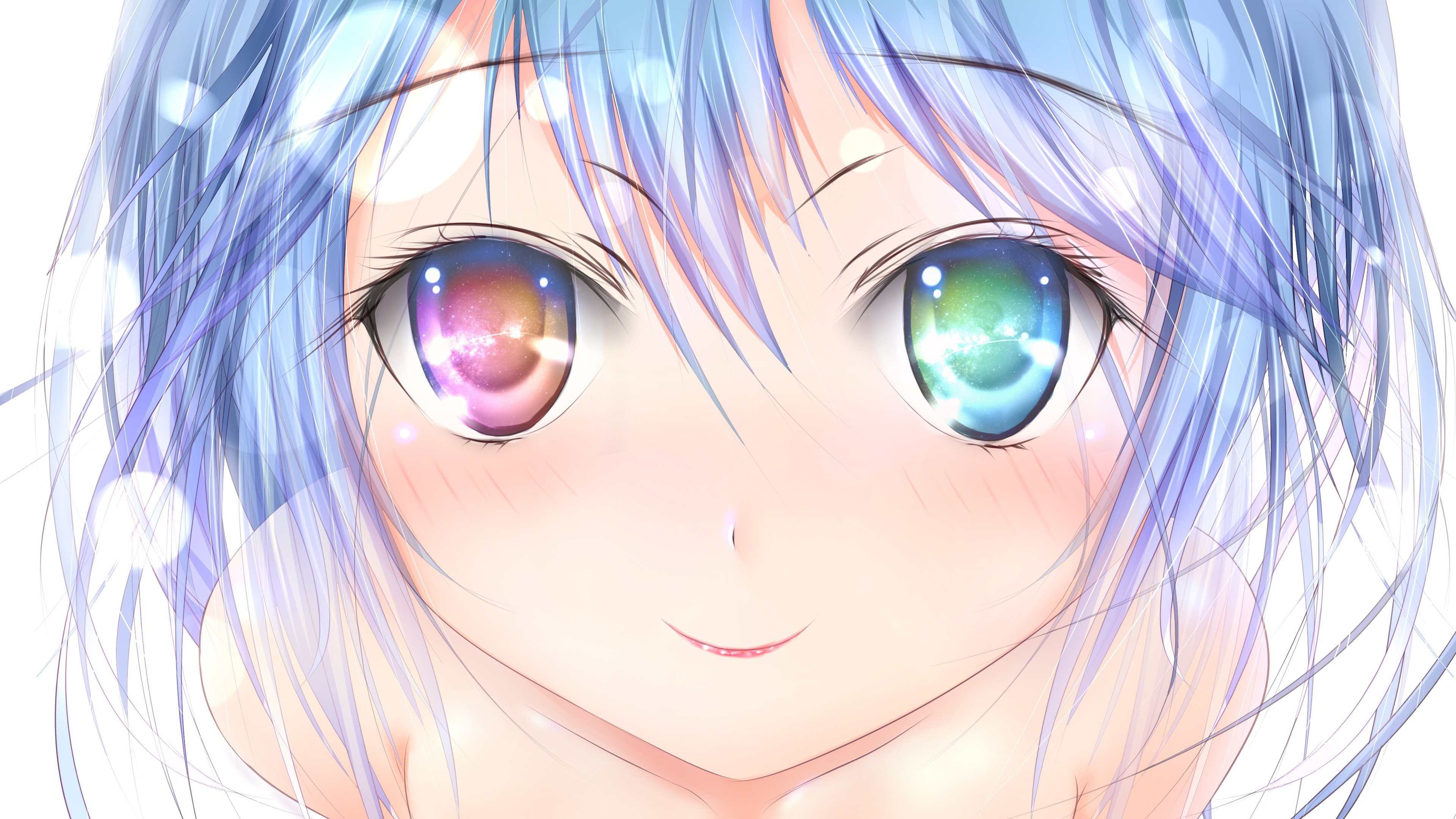 Anime 3840x2160 heterochromia Denpa Onna To Seishun Otoko Touwa Erio anime anime girls women face smiling eyes blue hair