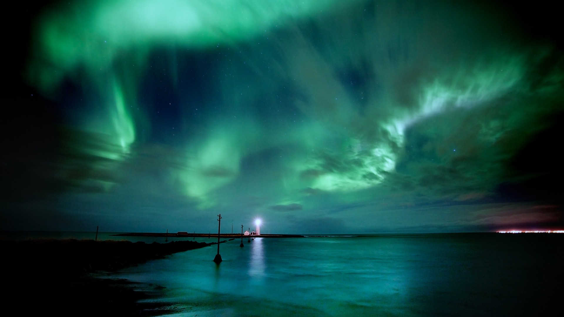 General 1920x1080 nature sky lighthouse aurorae nordic landscapes outdoors