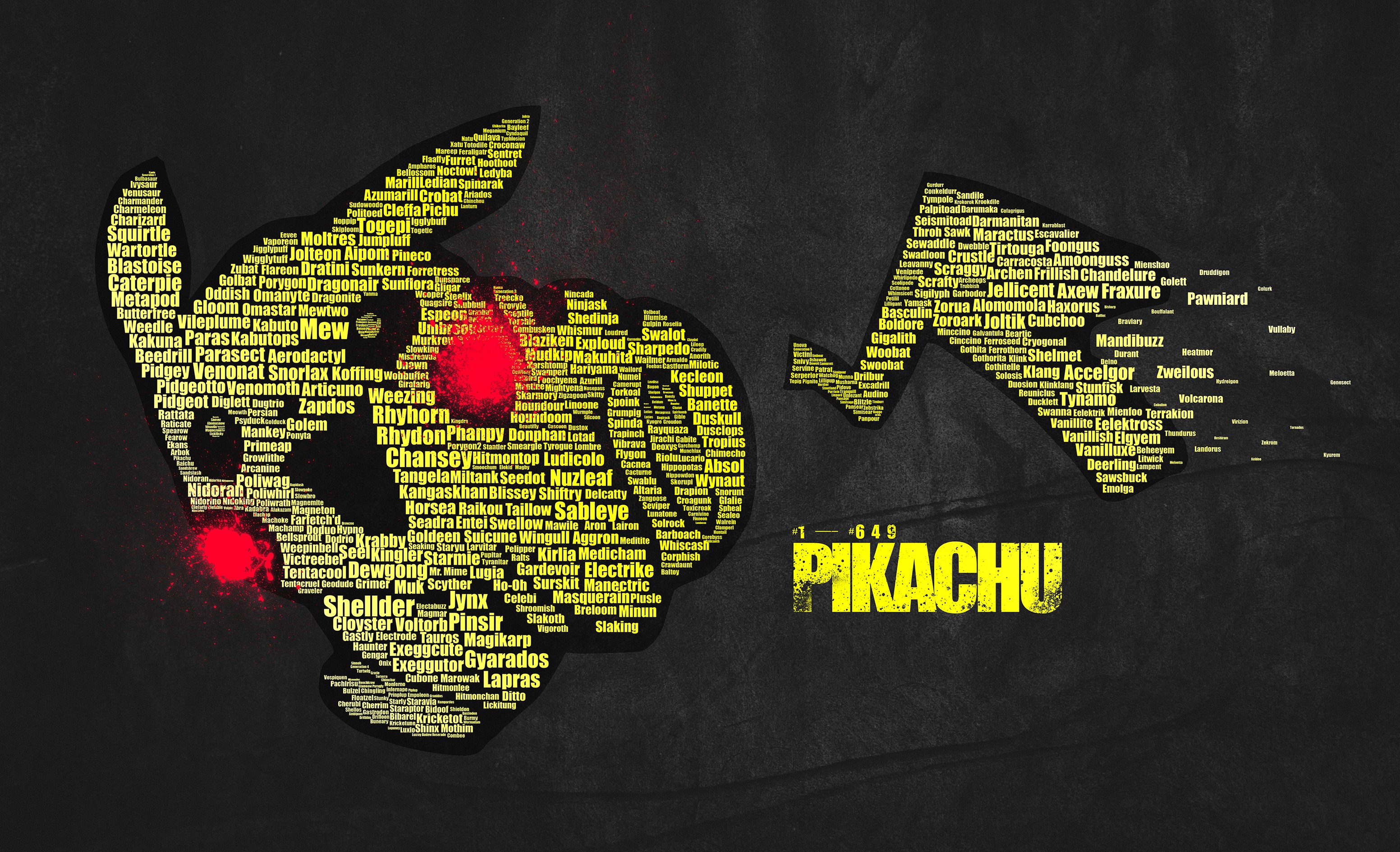 Anime 3105x1890 typography video games Pikachu Pokémon anime black background