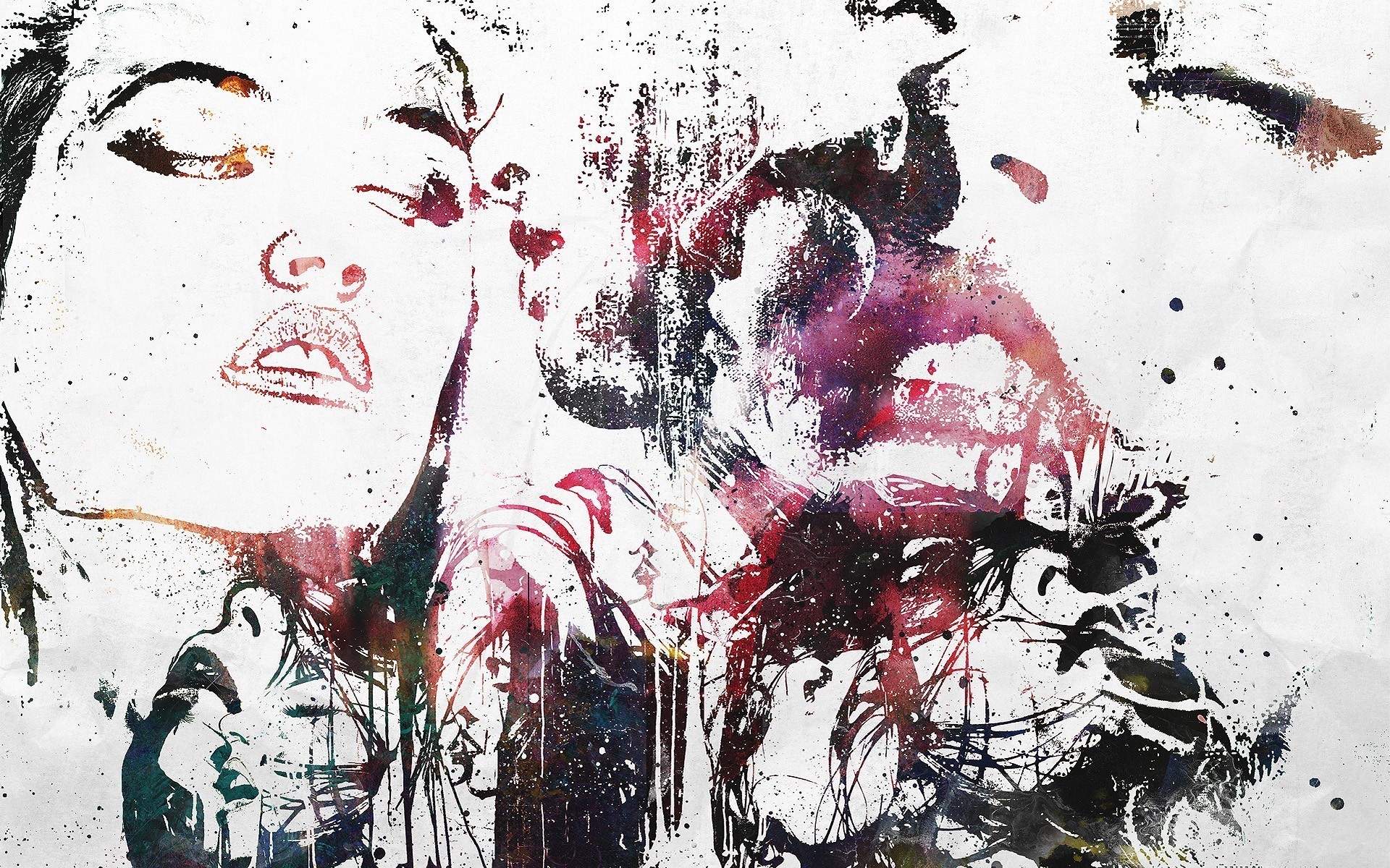 General 1920x1200 women face artwork abstract digital art