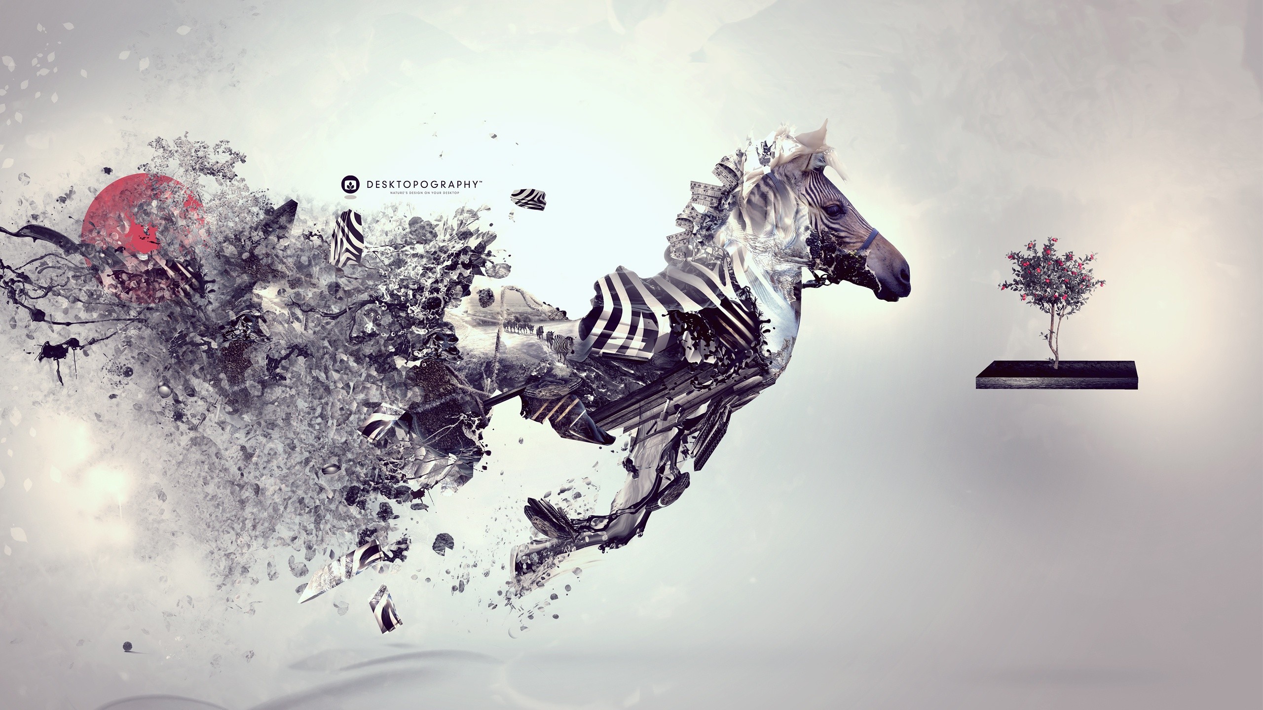 General 2560x1440 zebras animals Desktopography digital art artwork abstract surreal mammals simple background