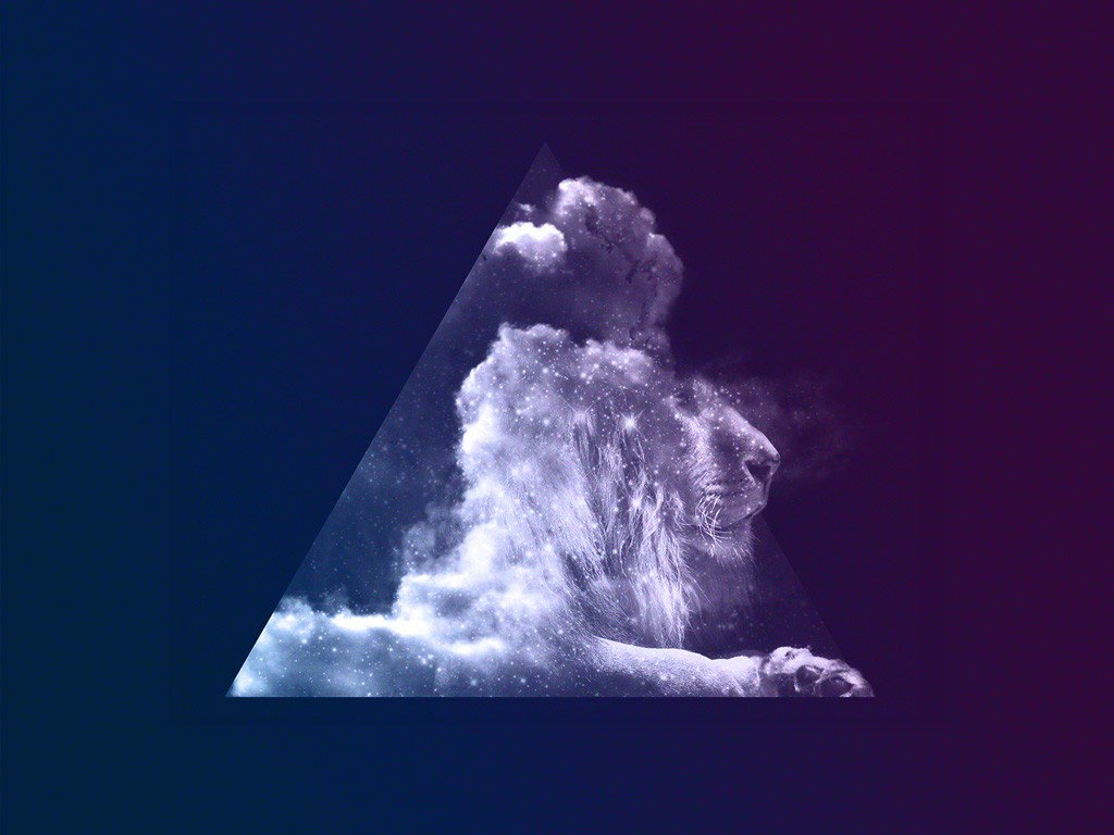 General 1024x768 abstract lion digital art animals mammals triangle gradient