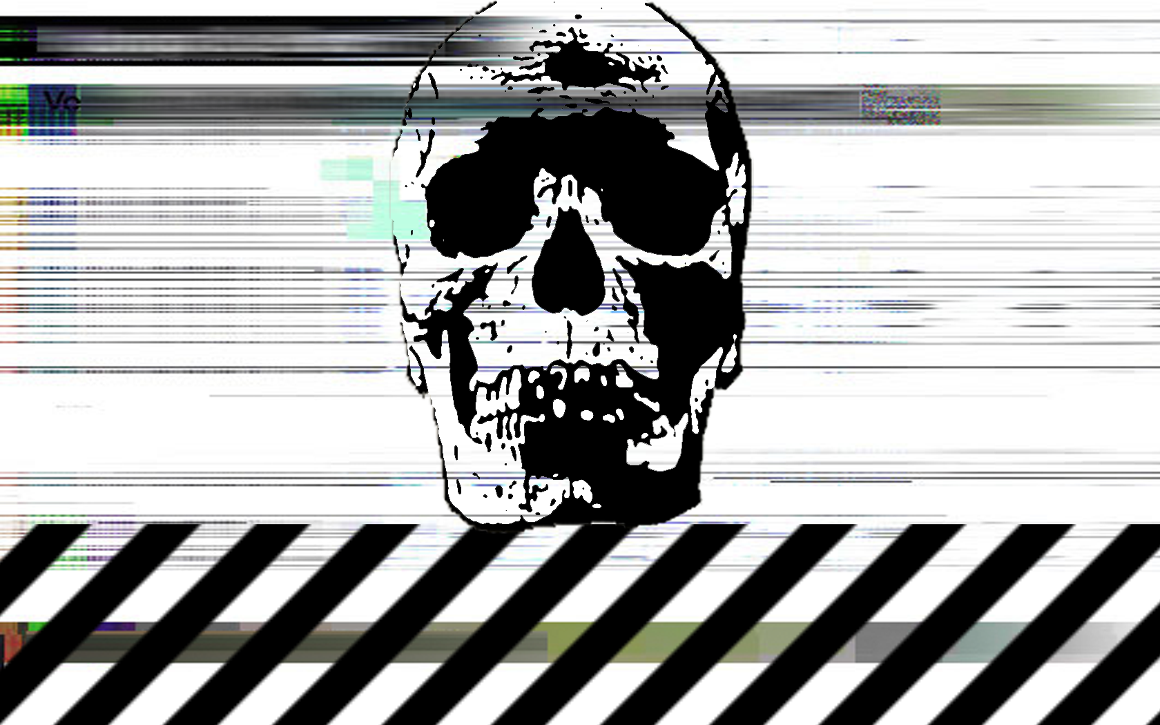 General 1680x1050 skull glitch art digital art artwork