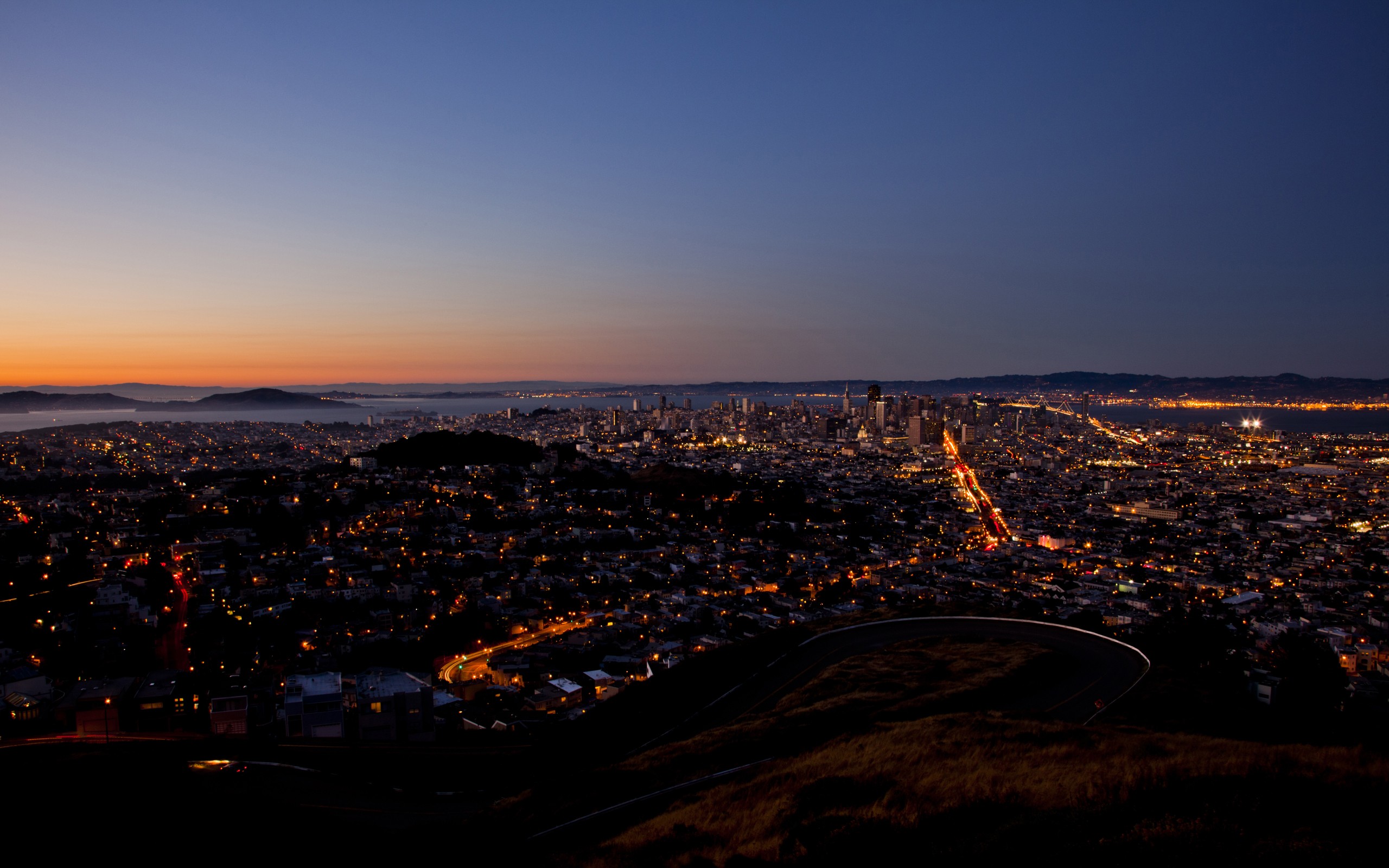 General 2560x1600 cityscape city San Francisco USA city lights dusk panorama