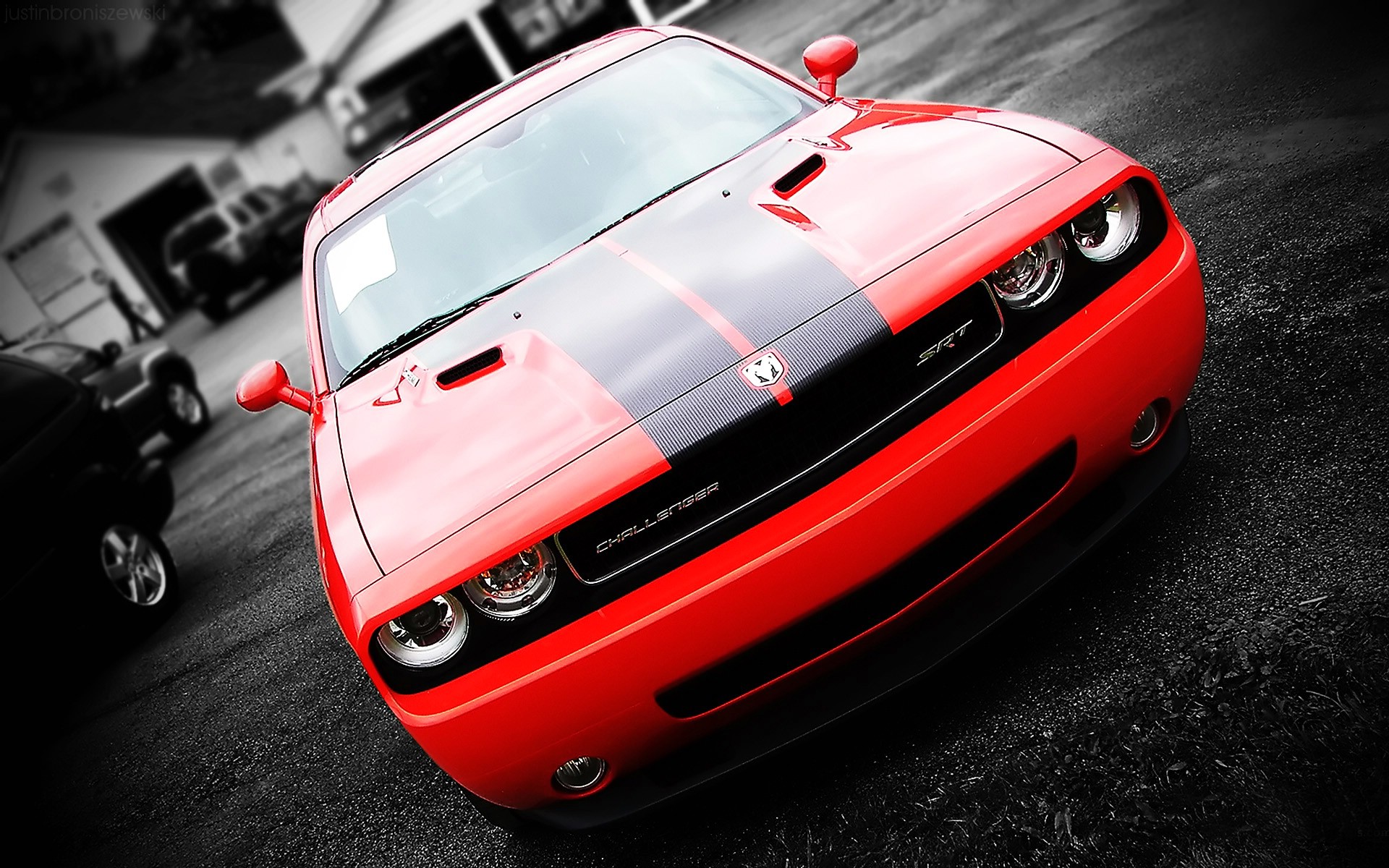 General 1920x1200 car Dodge Challenger red cars Dodge vehicle racing stripes muscle cars American cars Stellantis