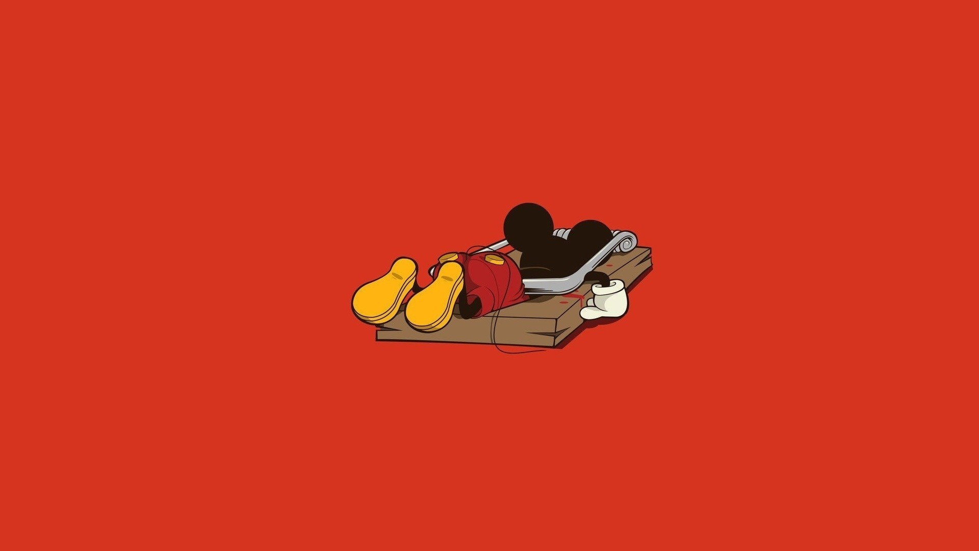 General 1920x1080 mousetrap red background blood simple background Mickey Mouse red dark humor