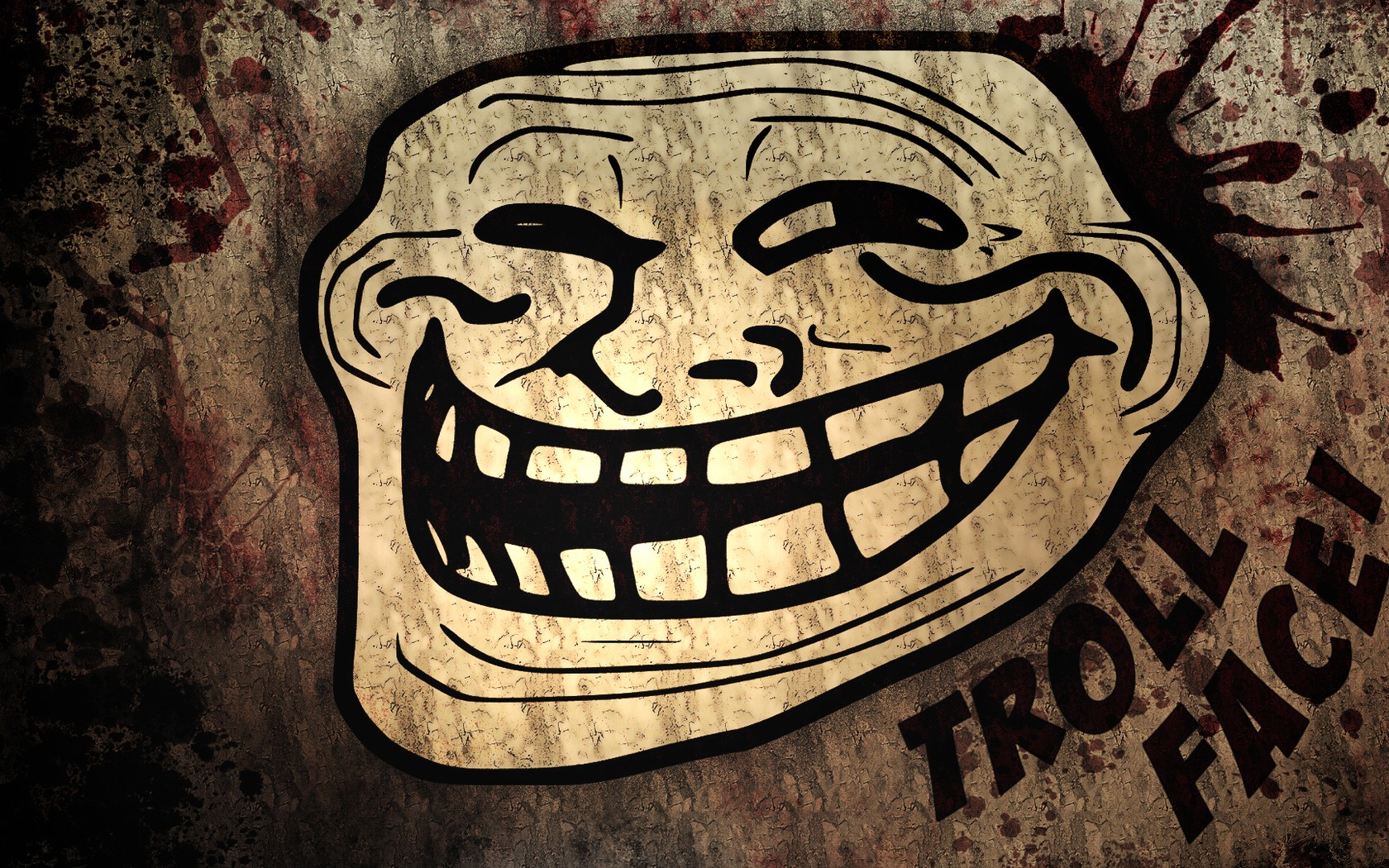 General 1680x1050 troll face memes blood wall cracked