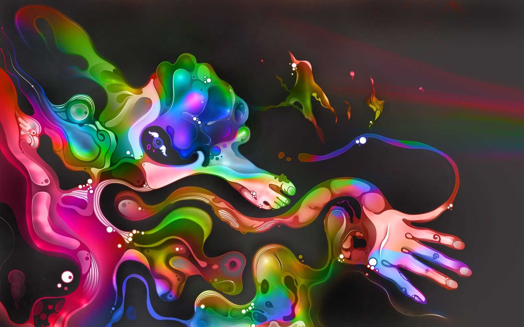 General 1680x1050 digital art colorful shapes feet hands surreal