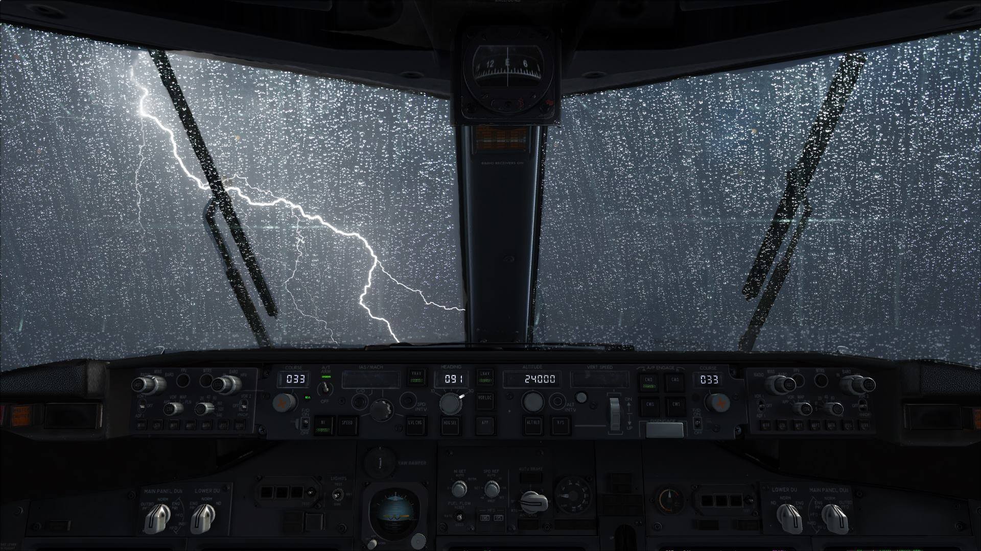 General 1920x1080 airplane lightning rain water on glass Boeing aircraft storm vehicle cockpit flight simulator screen shot